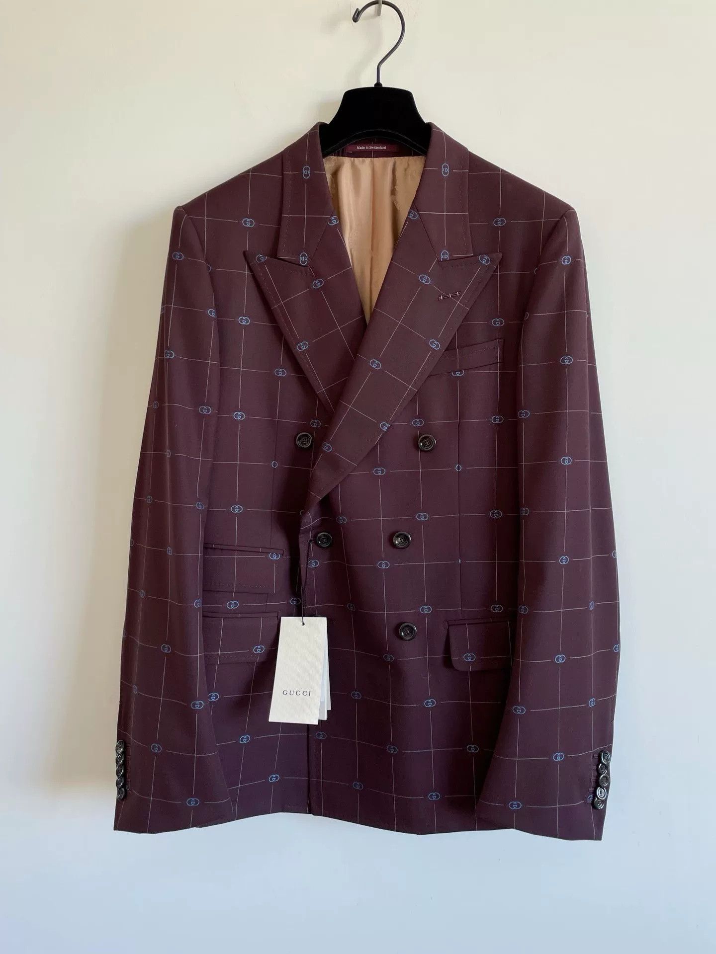 Gucci Gucci Men's Burgundy Double-Breasted Blazer Size US S / EU 44-46 / 1 - 1 Thumbnail