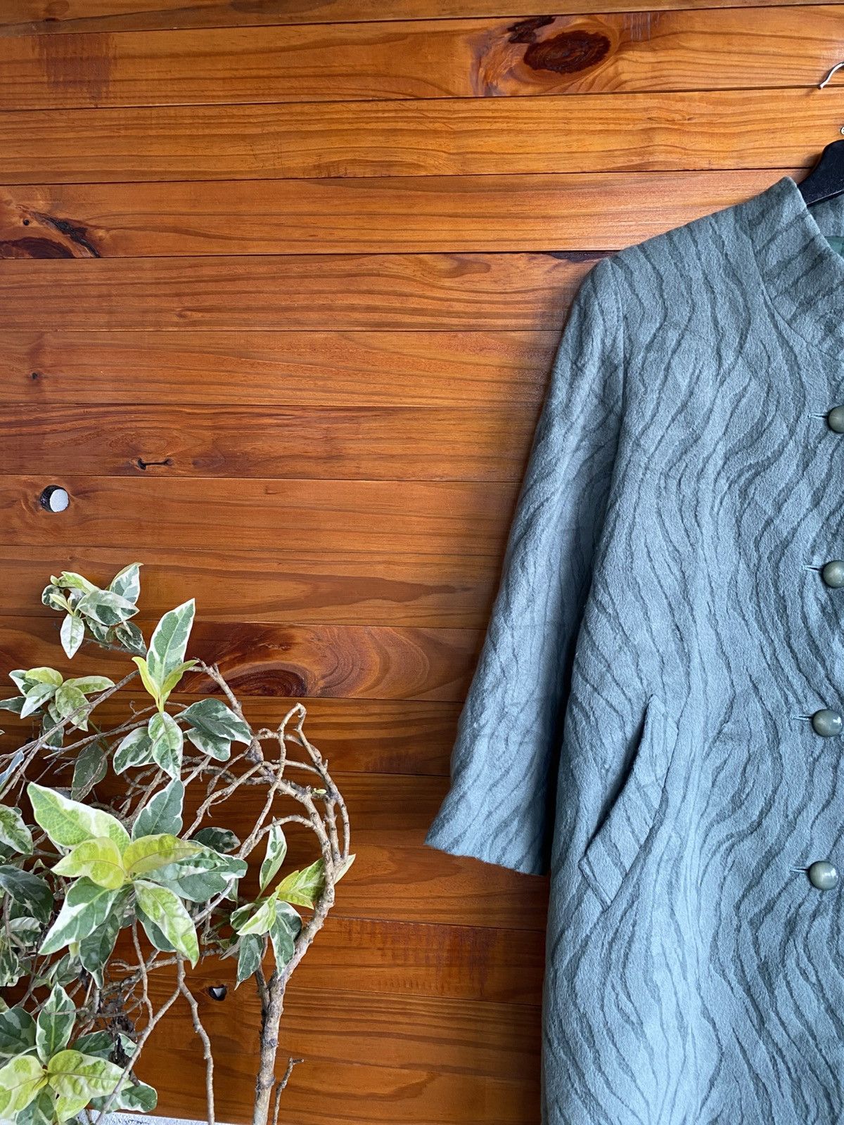 Agora Vintage Angora Wool Textured Green Long Coat – Made in Japan Size S / US 4 / IT 40 - 6 Thumbnail