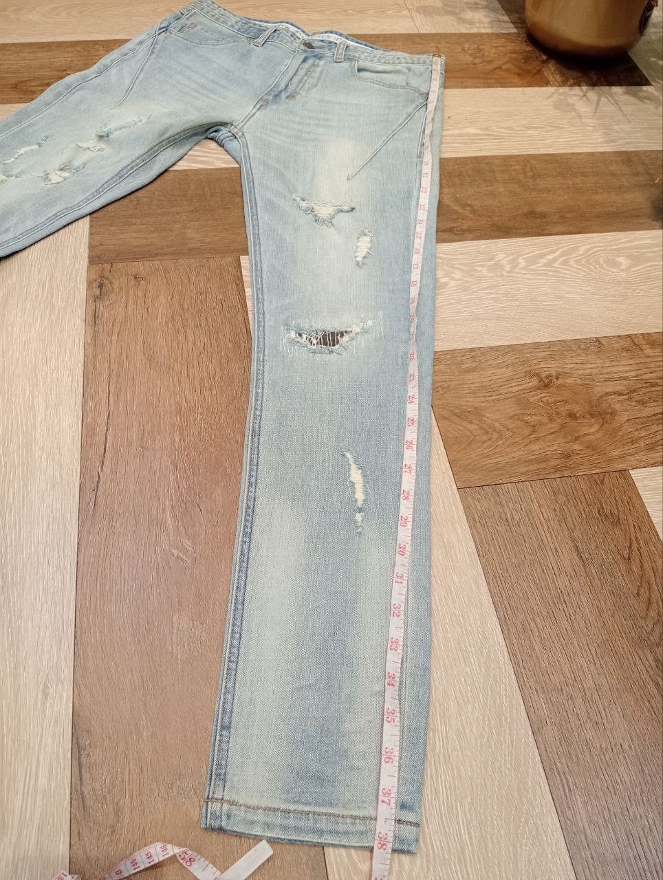 Number (N)ine NUMBER NINE JAPAN DISTRESSED LIGHT BLUE STRETCH DENIM PANTS Size US 30 / EU 46 - 16 Thumbnail