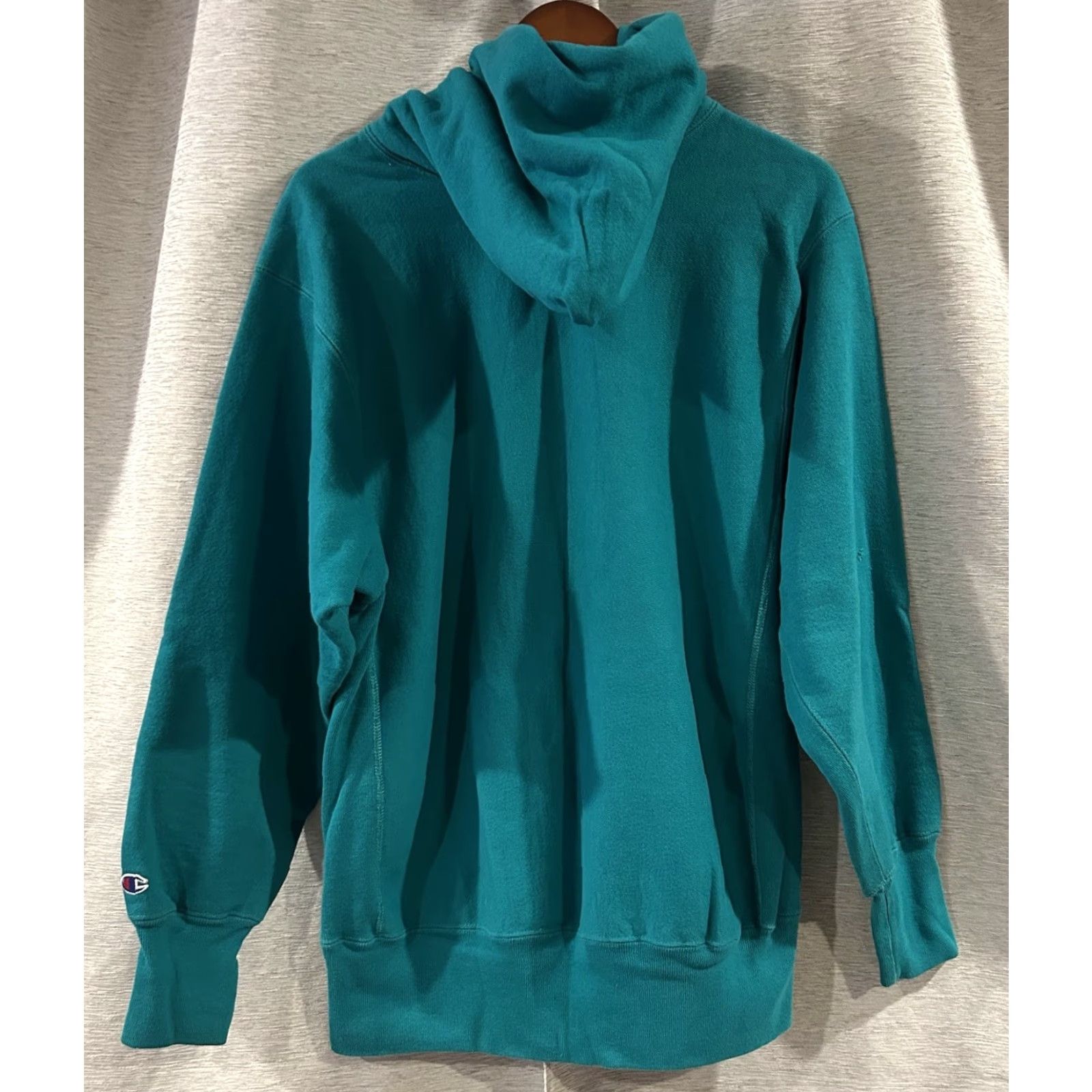 Champion VINTAGE Champion Reverse Weave Hoodie Sweatshirt Teal XL 90s Mens Pullover Hooded Heavyweight Long Sleeve Size US XL / EU 56 / 4 - 3 Thumbnail