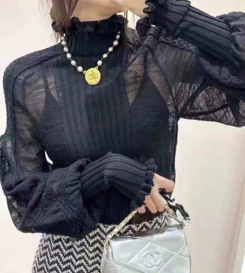 Chanel Chanel Black flared sleeve half-high collar wool sweater Size XS / US 0-2 / IT 36-38 - 9 Thumbnail