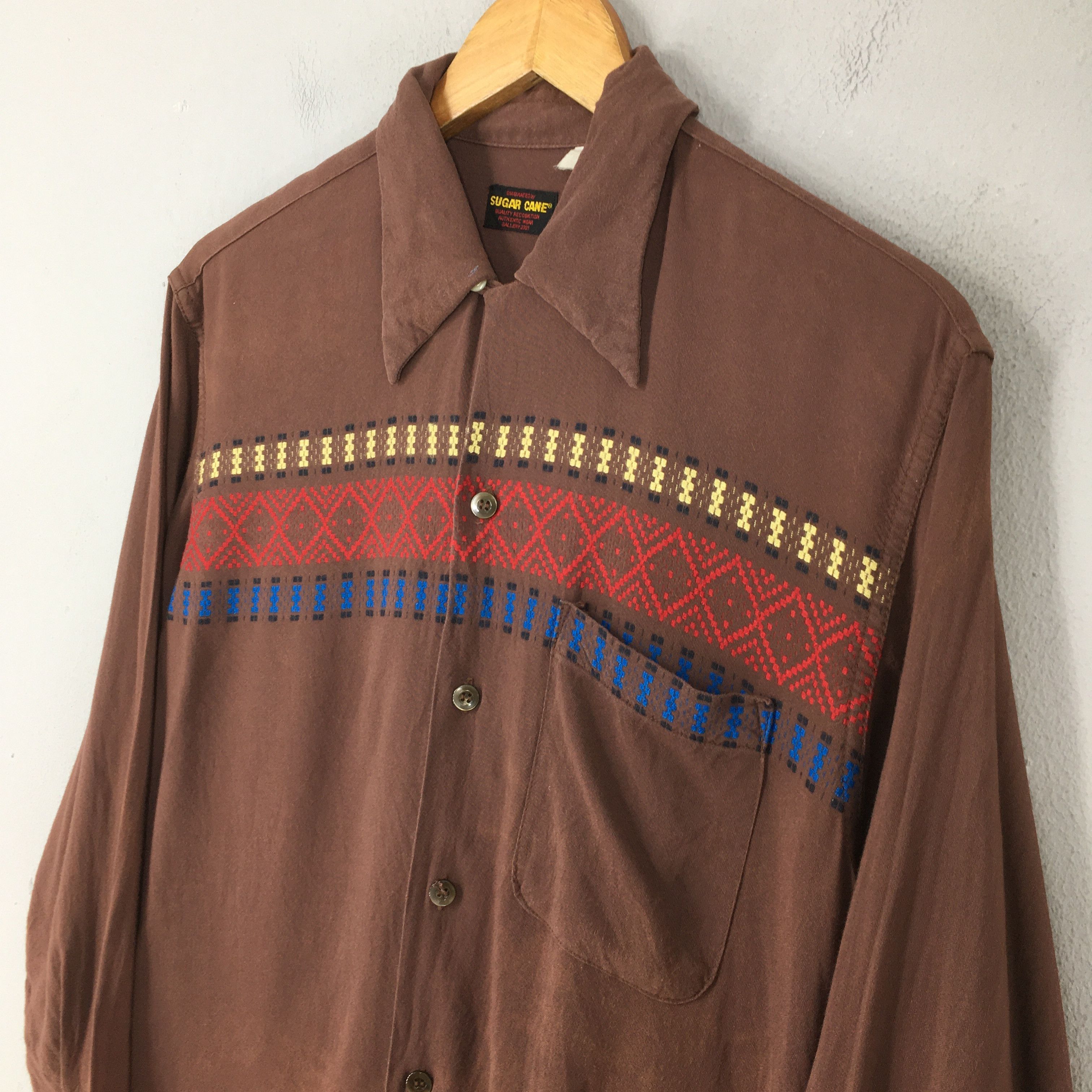 Vintage 90s Sugar Cane Aztec Navajo Rayon Shirt Small