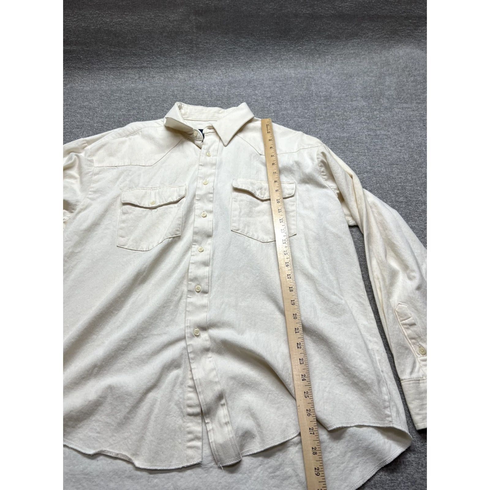 Wrangler VINTAGE Wrangler Button Down Shirt Mens 2XL Cotton Brushpopper Cowboy Western Beige Multicoloured 90s Cowboy Mens Button-Up Shirt Size US XXL / EU 58 / 5 - 5 Thumbnail