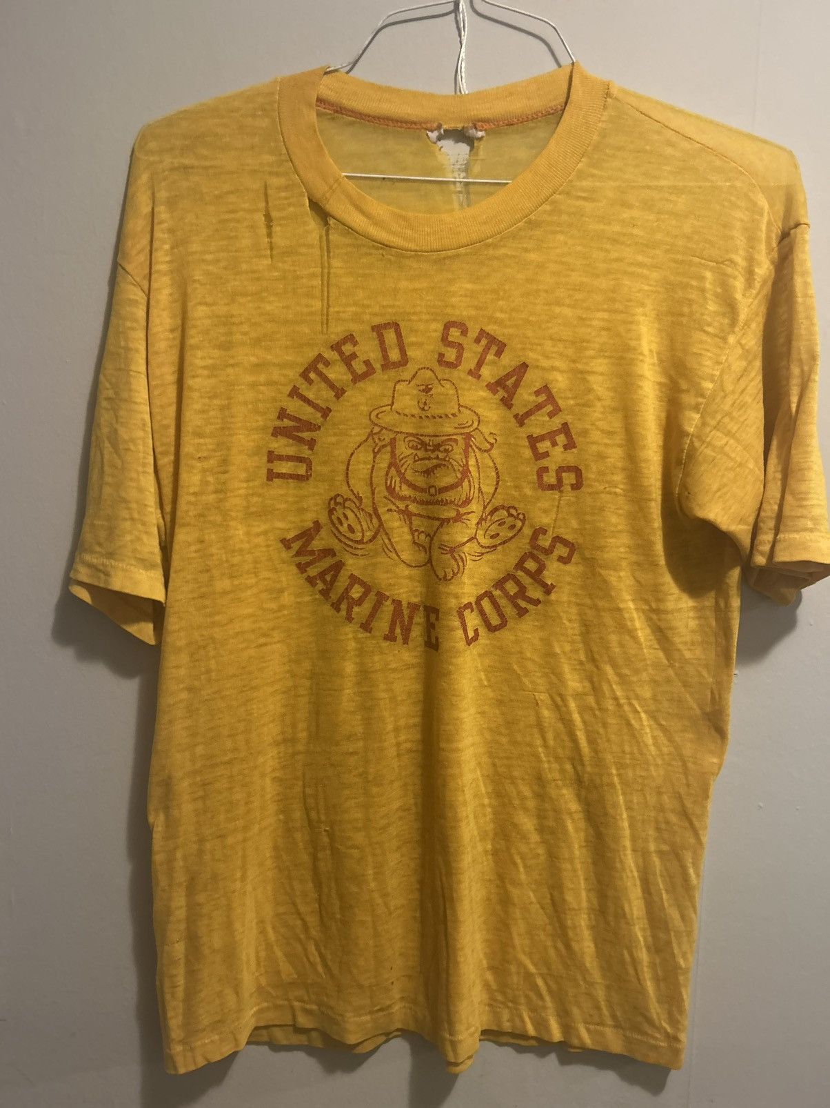 Vintage USMC marine corps Vintage thrashed t shirt Size US M / EU 48-50 / 2 - 1 Thumbnail
