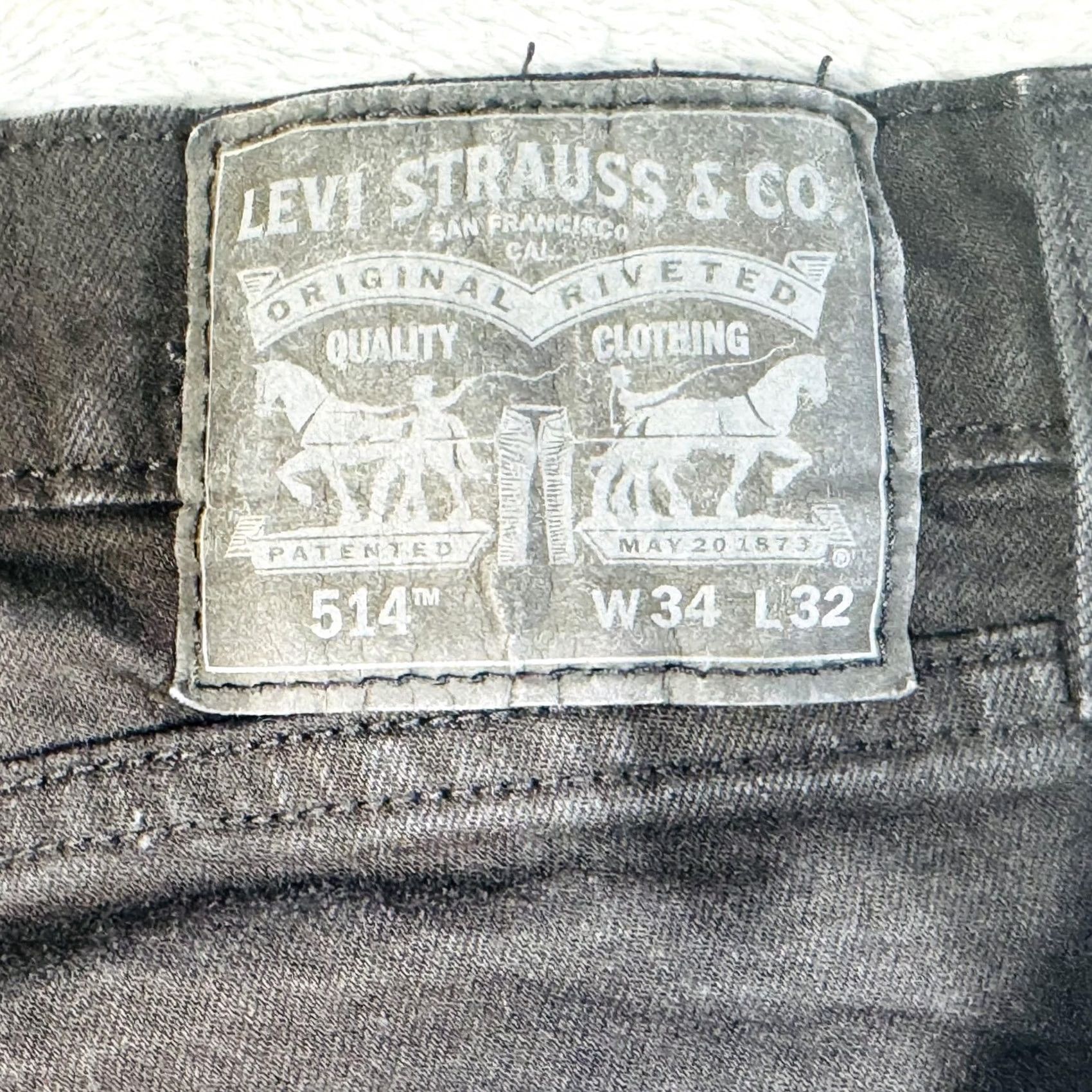 Levi's Levis 514 Jeans Mens 34x32 Black Dark Wash Straight Denim Stretch Zip Fly Size US 34 / EU 50 - 3 Thumbnail