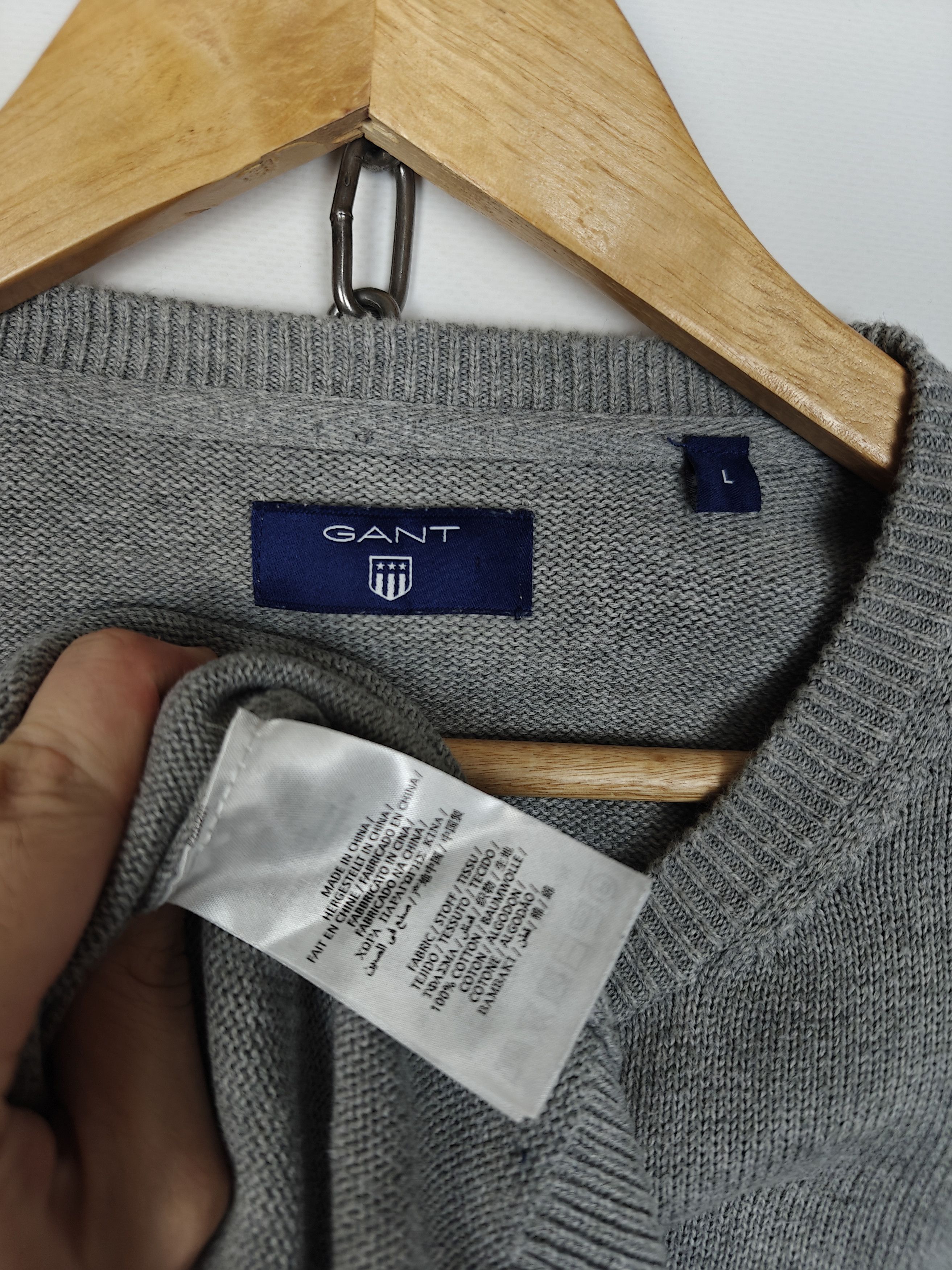 Gant Gant Knit Sweater Crewneck Cener USA Flag Logo Gray size L Size US L / EU 52-54 / 3 - 9 Thumbnail