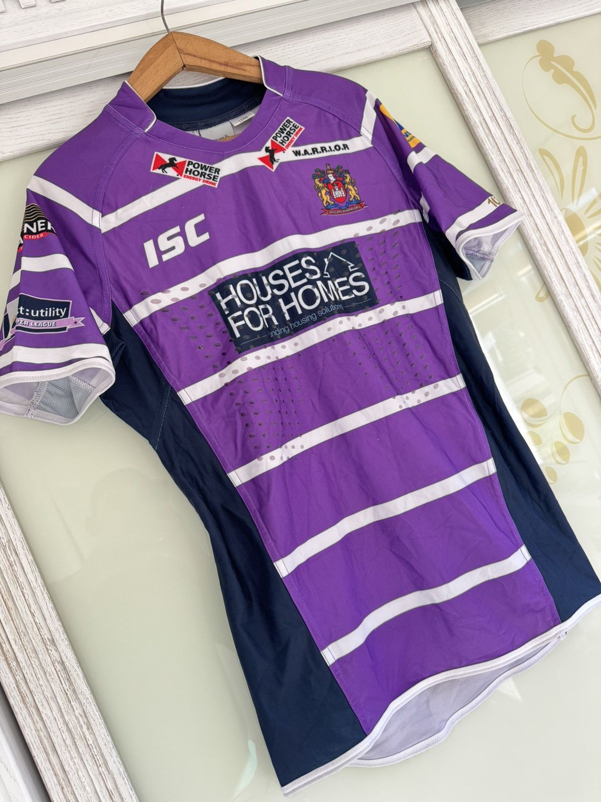 Vintage Josh Charnley #2 Wigan Warriors Match Worn 2014 Away Jersey Size US L / EU 52-54 / 3 - 6 Thumbnail