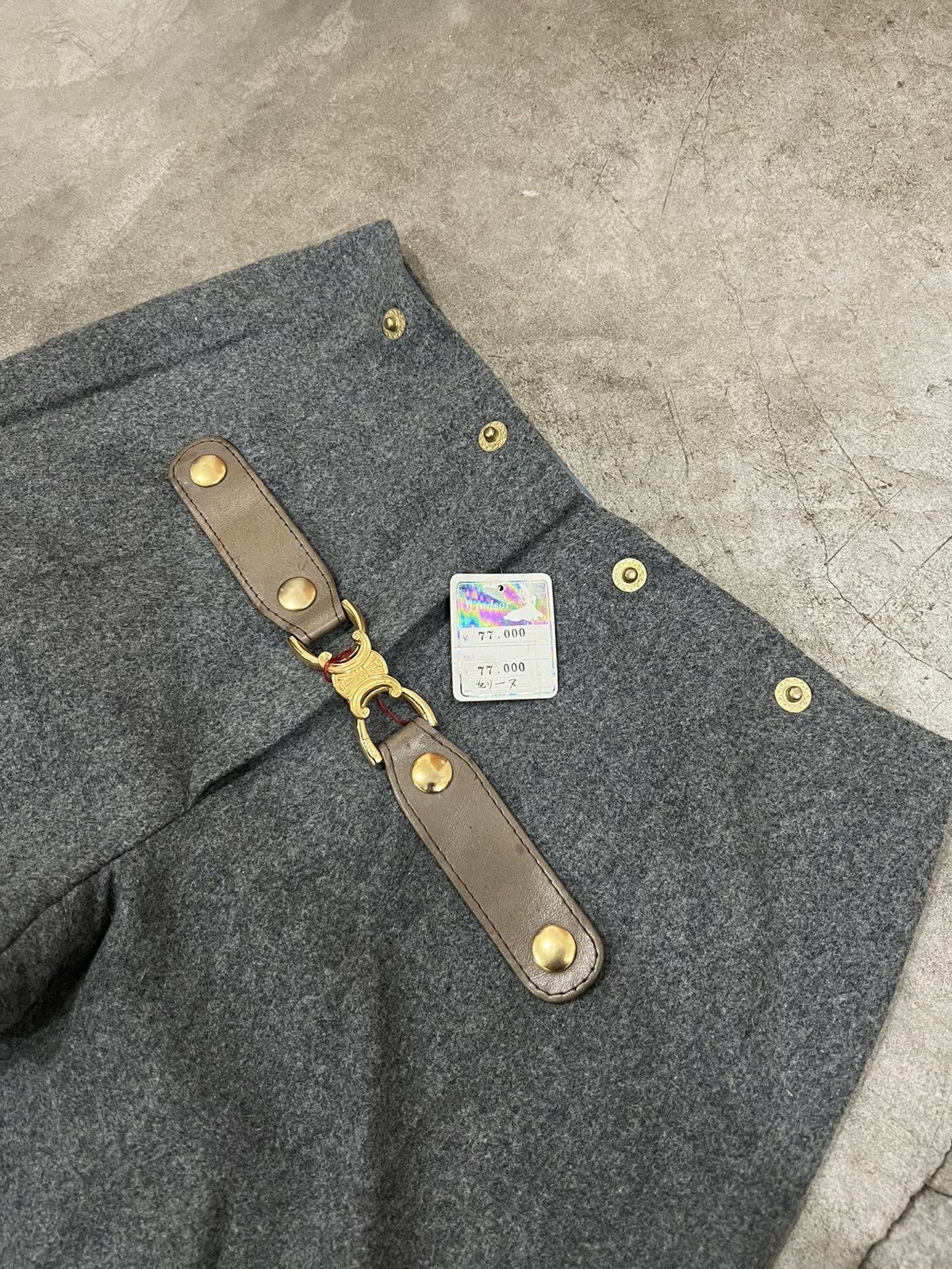 Celine × Vintage Vintage 1970’s Celine Removable Belt Wool Wide Leg Pants Size 27" / US 4 / IT 40 - 3 Thumbnail