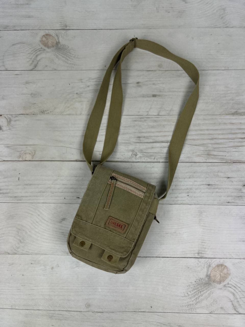Designer Vintage Diesel Messenger Shoulders Bag Y2K in Beige, Men's