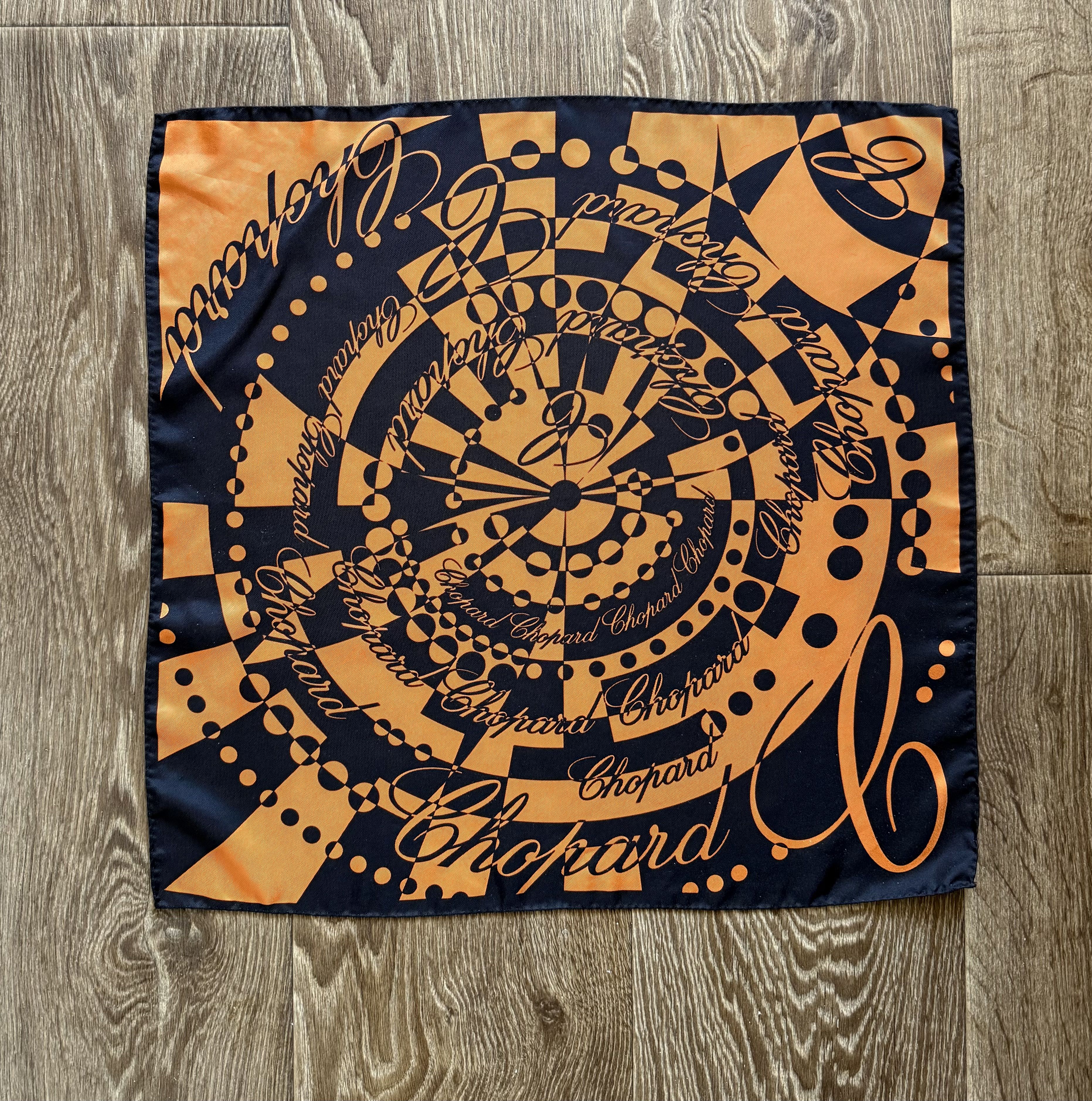 Chopard Chopard Silk Pocket Square Scarf Orange black abstraction Size ONE SIZE - 1 Thumbnail