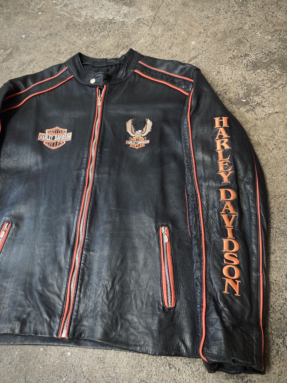 Formula 1 × Harley Davidson × Vintage Vintage 90s Harley Davidson Racing Leather Jacket Size US L / EU 52-54 / 3 - 3 Thumbnail