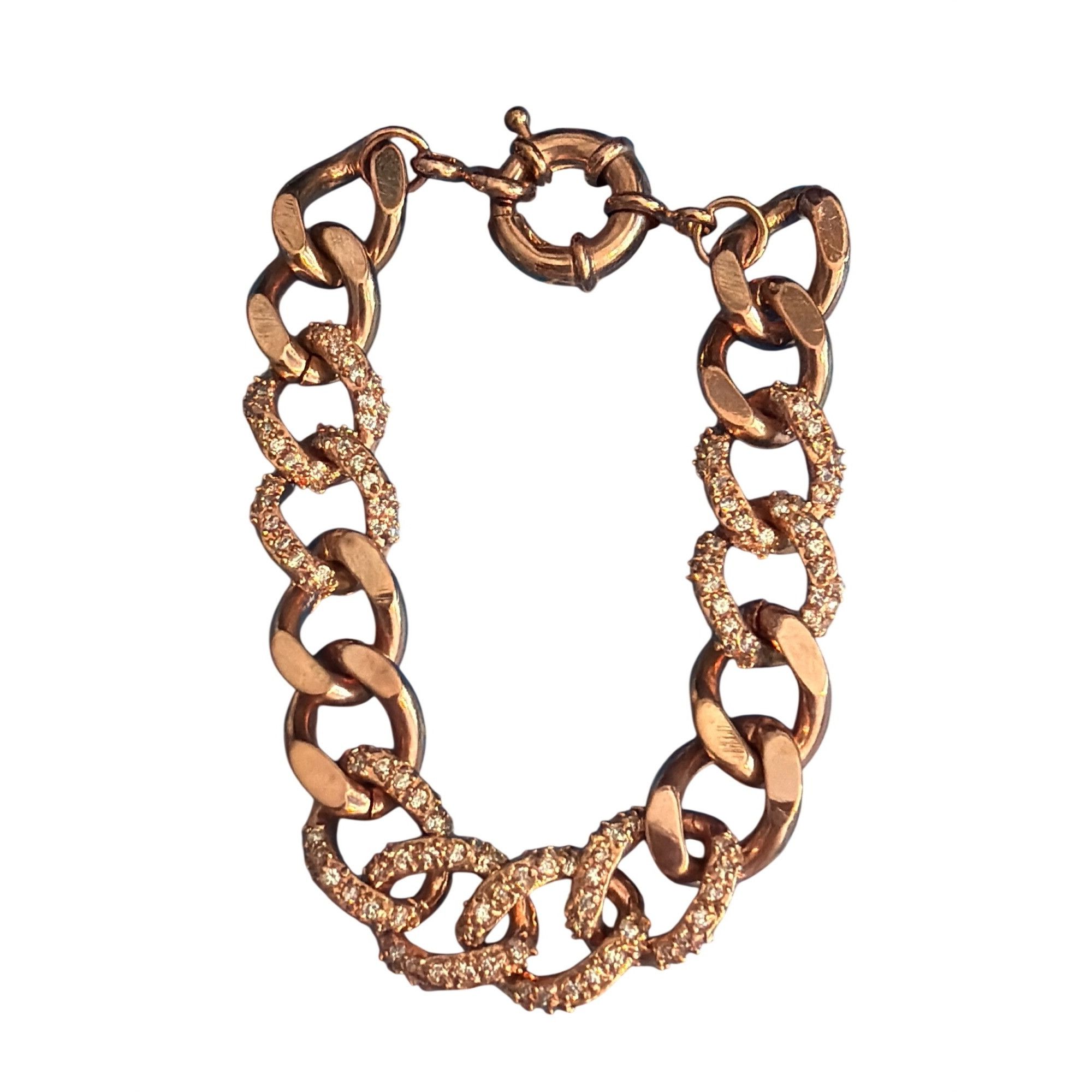Kenneth Jay Lane KJL Kenneth Jay Lany Rose Gold Tone Crystal Pave Cuban Link Size ONE SIZE - 3 Thumbnail