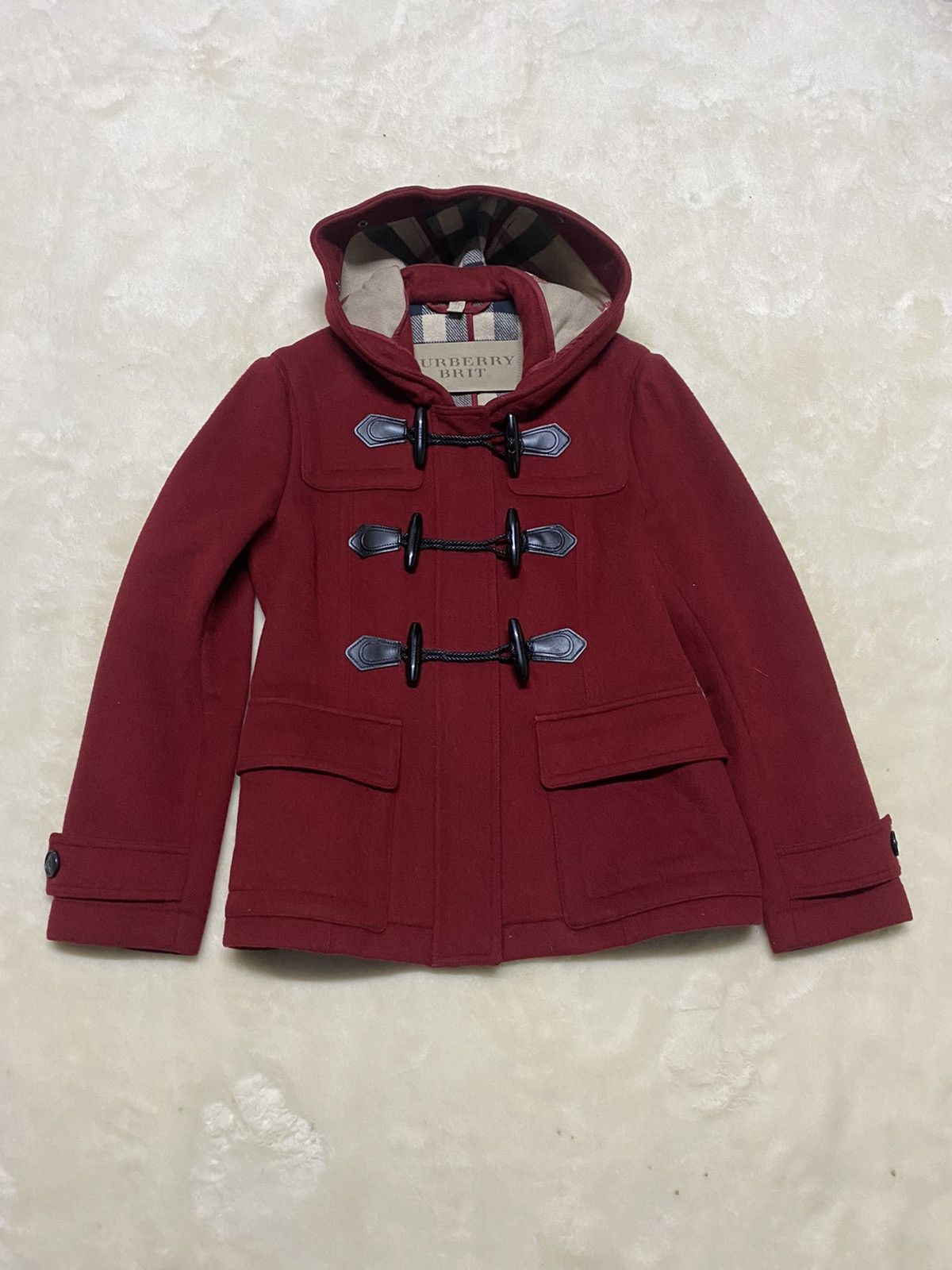 image of Burberry Brit Women’S Duffle Coat in Red, Women's (Size Small)