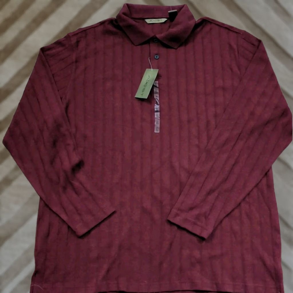 Vintage Axist Mens XL Shirt Short Sleeve Polo Merlot/Black Button-Up Casual Travel Workwear Size US XL / EU 56 / 4 - 1 Thumbnail