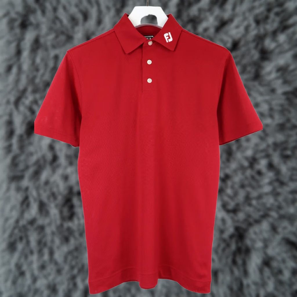 Footjoy Footjoy Athletic Fit Polo Short Sleeve T-shirt Men SMALL Red Logo Collared Athletic Sport Shirt Size US S / EU 44-46 / 1 - 1 Thumbnail