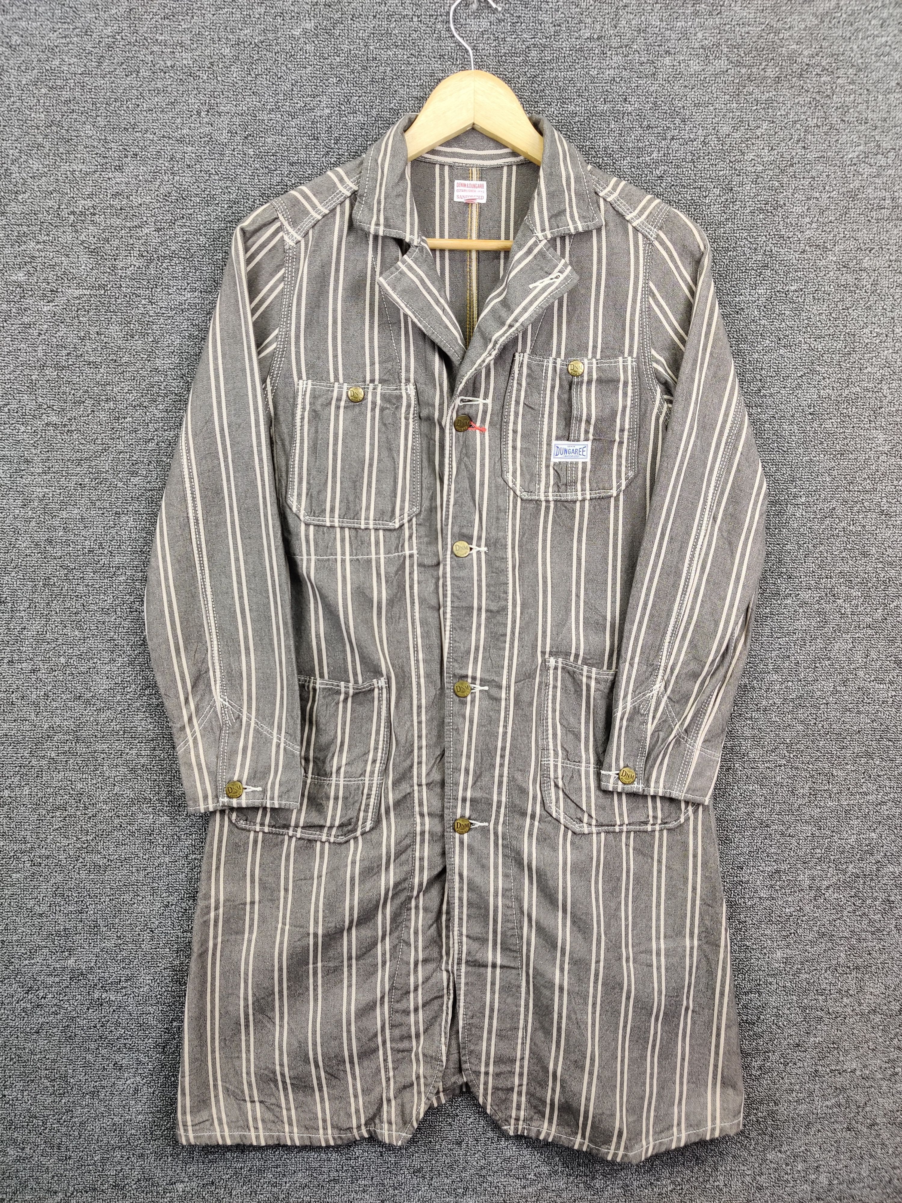 Vintage Vintage 90s Denim Dungaree Hickory Stripe Chore Jacket Size US S / EU 44-46 / 1 - 1 Thumbnail