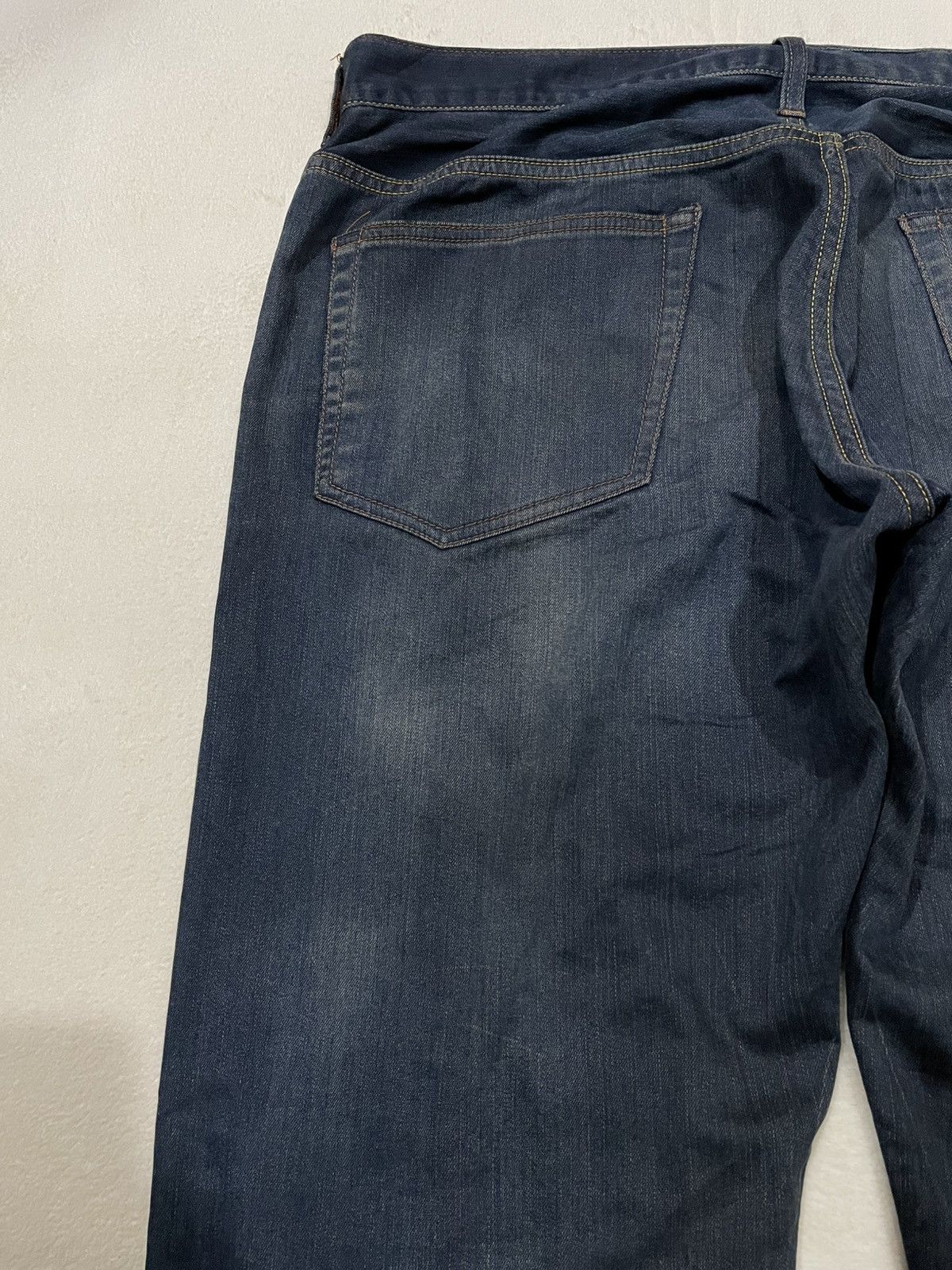 Japanese Brand Vintage BackNumber Distressed Faded Dark Blue Jeans Size US 37 - 15 Thumbnail