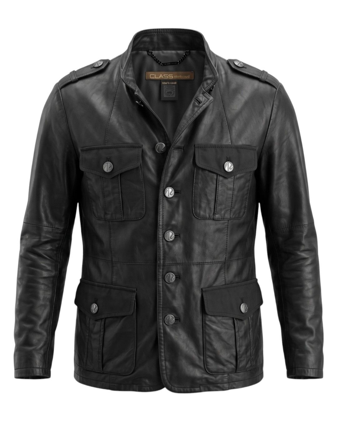 Roberto Cavalli 4 POCKET HUSSAR LEATHER JACKET Size US M / EU 48-50 / 2 - 1 Thumbnail