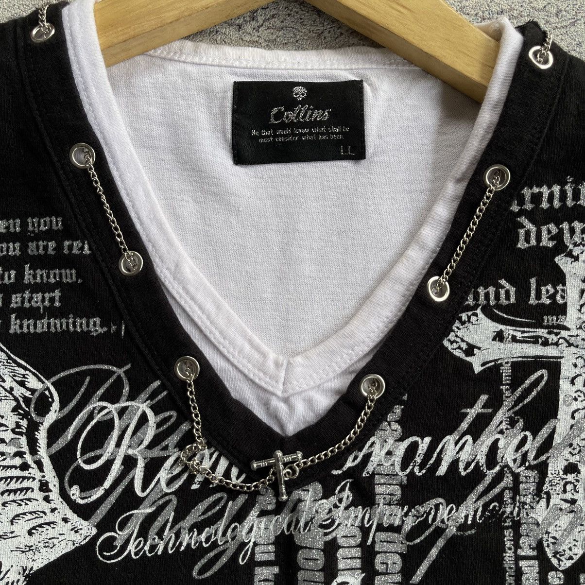 Japanese Brand Y2K collins wings cross tee “punk style” Size US L / EU 52-54 / 3 - 3 Thumbnail