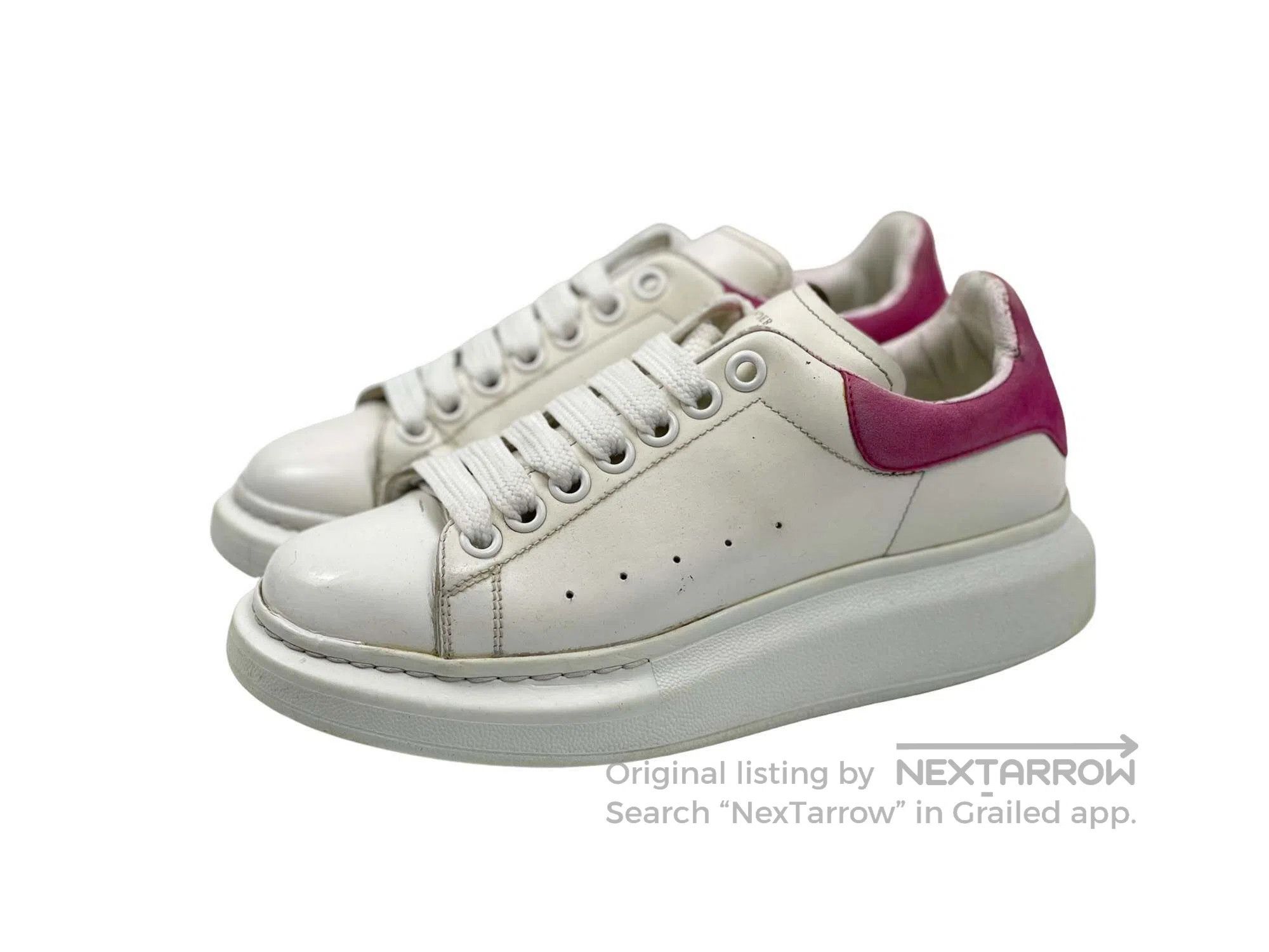 Alexander McQueen ALEXANDER MCQUEEN Pink Tail Thick Sole Casual White Shoes Size US 7 / IT 37 - 1 Thumbnail