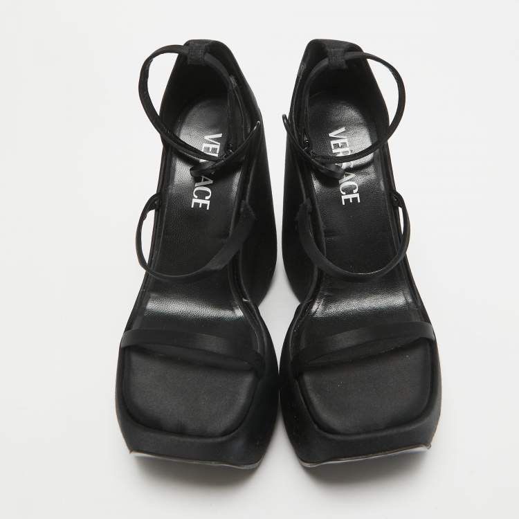 Versace Versace Medusa Triplatform Satin Wedge Heel Sandals Size US 10 / IT 40 - 5 Thumbnail