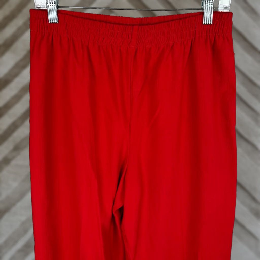 Vintage VINTAGE Womens Small Pants 90s Bright Red Elastic Waist Pockets Easy Pull-on Rayon Blend Size 28" / US 6 / IT 42 - 1 Thumbnail