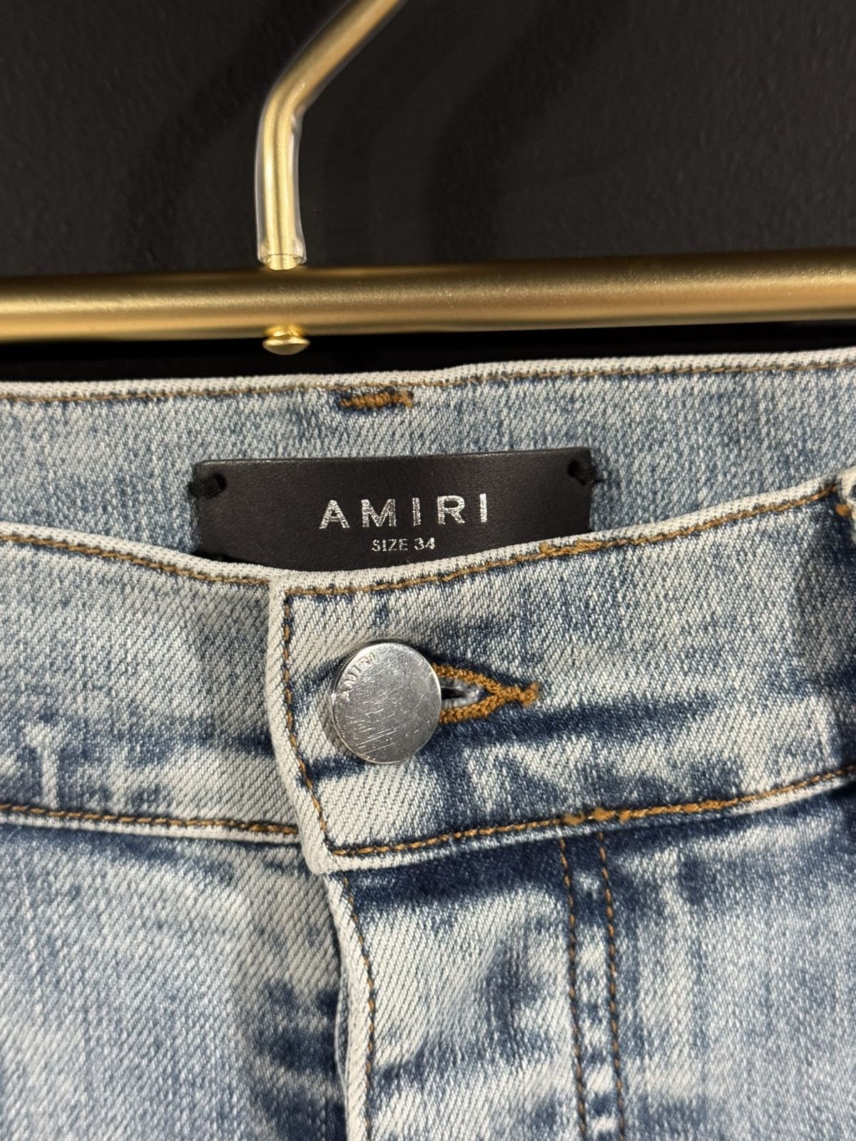 Amiri Amiri Faded Blue Distressed Knee Blowout Stacked Denim 34x33 Size US 34 / EU 50 - 6 Thumbnail
