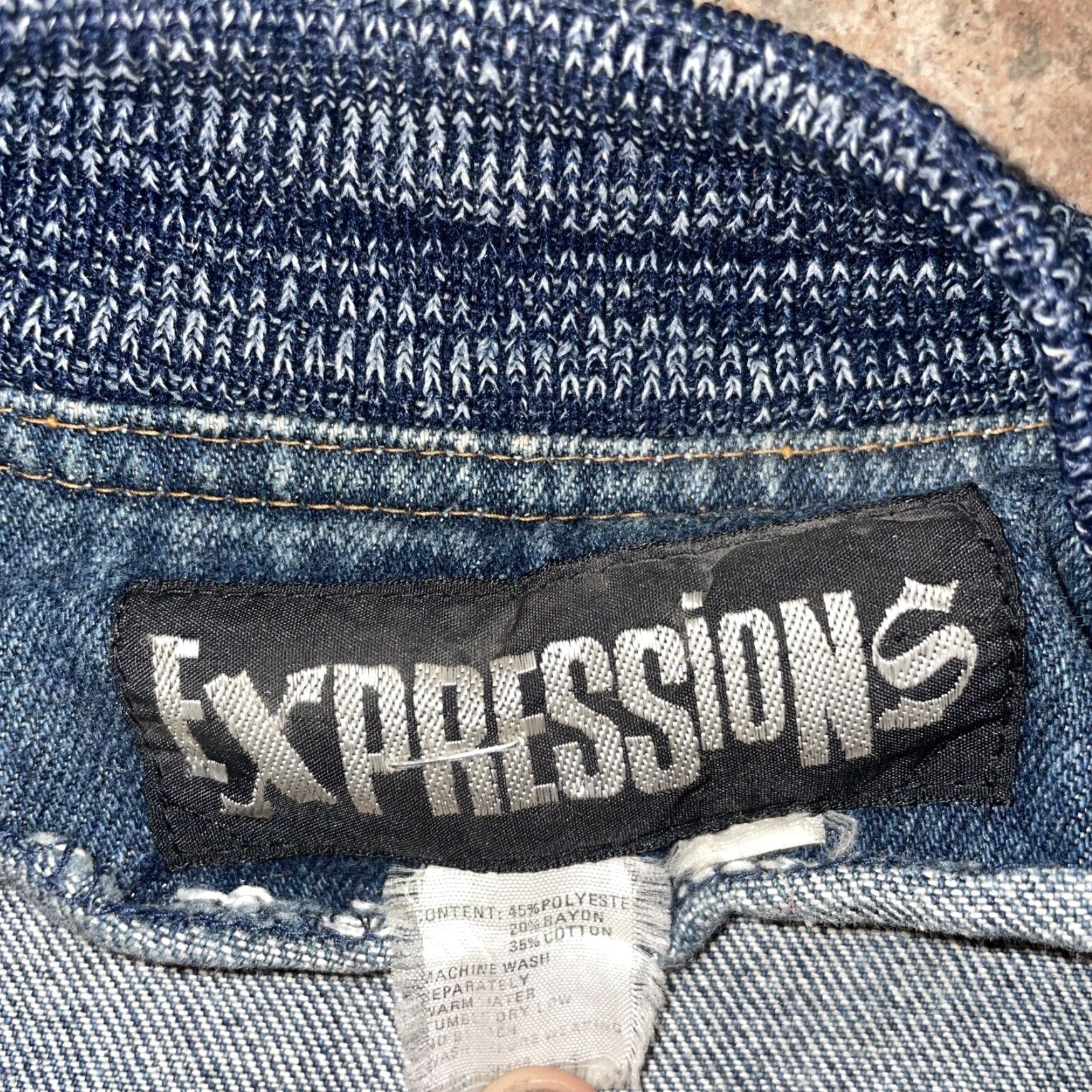 Vintage Expressions Blue Denim Snap Button Mens Jacket Large Size US L / EU 52-54 / 3 - 3 Thumbnail