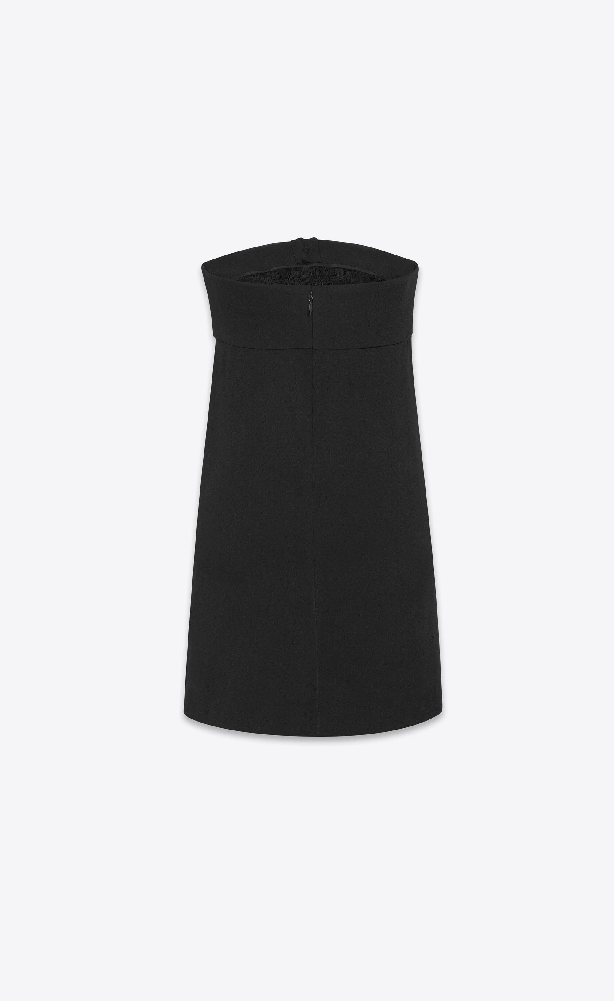 Saint Laurent Paris o1s1wg110425 729759 Bustier Dress In Crepe Satin in Black Size L / US 10 / IT 46 - 2 Thumbnail