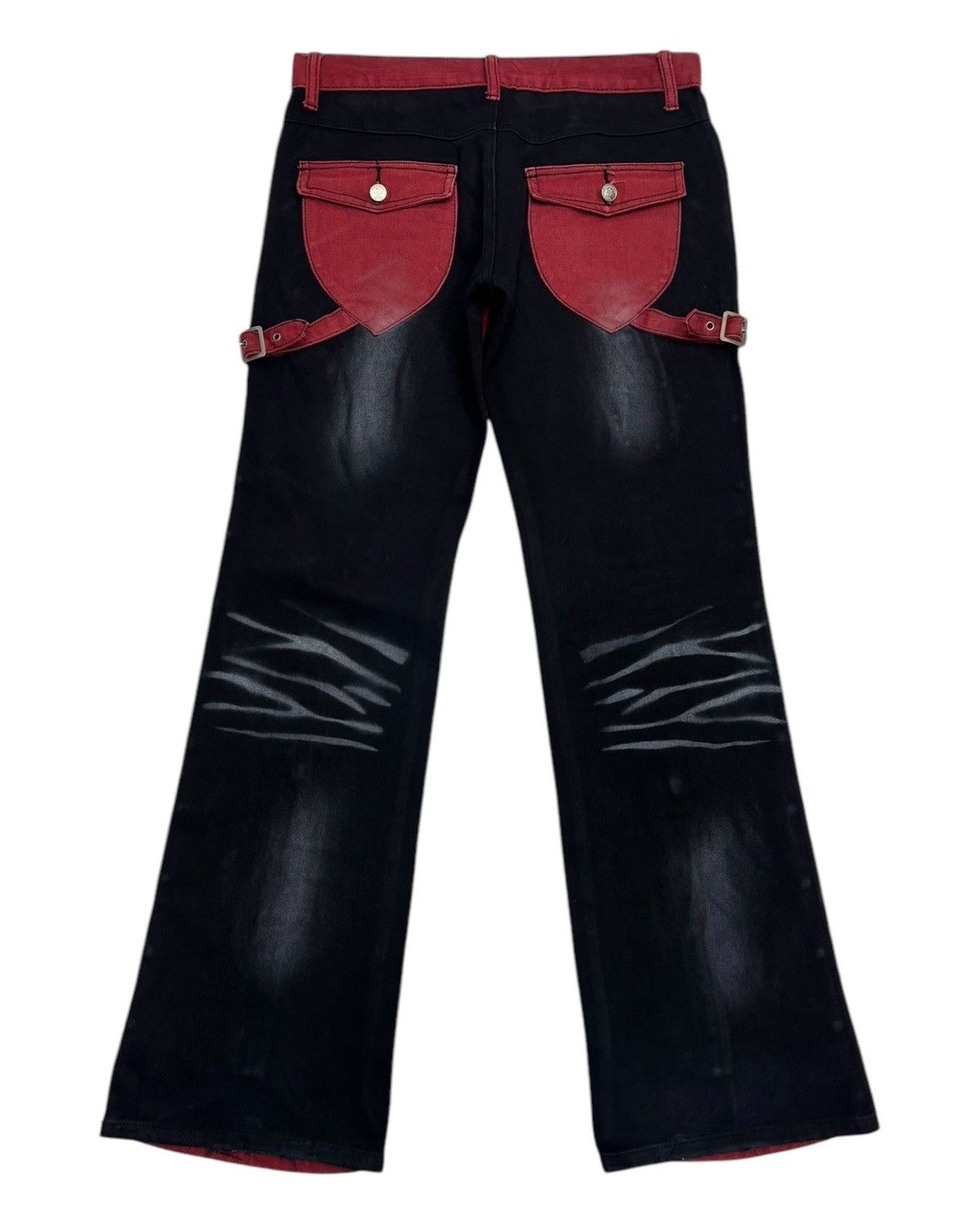 Tornado Mart 🔥BERNING SHO PUNK GOTHIC ZIPPER DISTRESSED DENIM JEANS Size US 32 / EU 48 - 2 Thumbnail