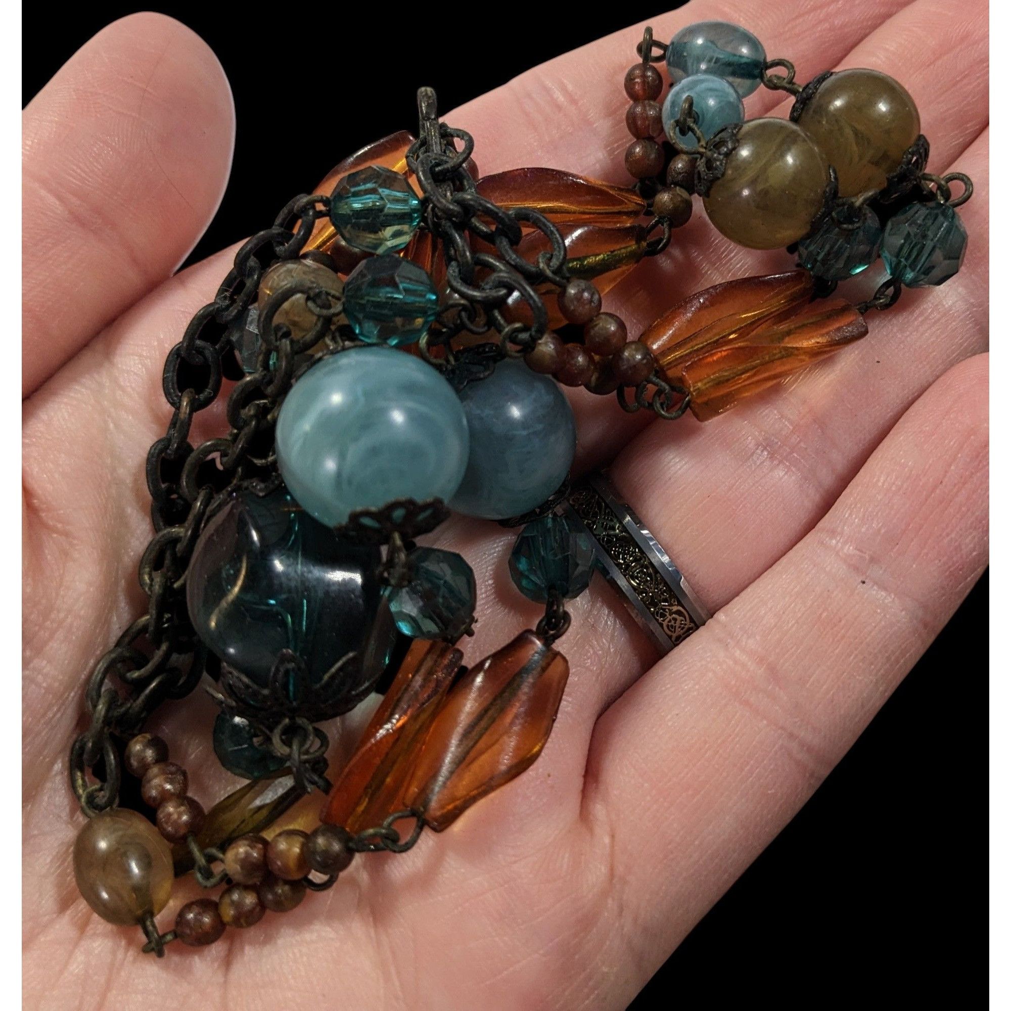 Other Chunky Bohemian Blue And Orange Gemmed Necklace Size ONE SIZE - 4 Thumbnail