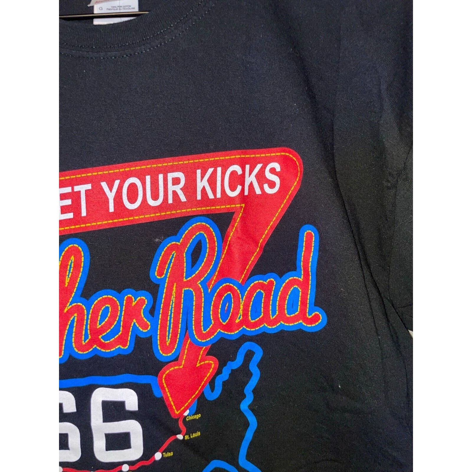 Gildan Route 66 Shirt Get Your Kicks Mother Road USA Black L Tee Size US L / EU 52-54 / 3 - 4 Thumbnail