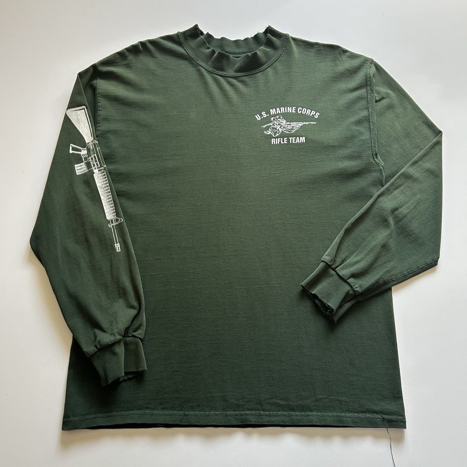 Gildan × Vintage Vintage US Marine Shirt Long Sleeve Large Rifle Team Gun Art Size US L / EU 52-54 / 3 - 1 Thumbnail