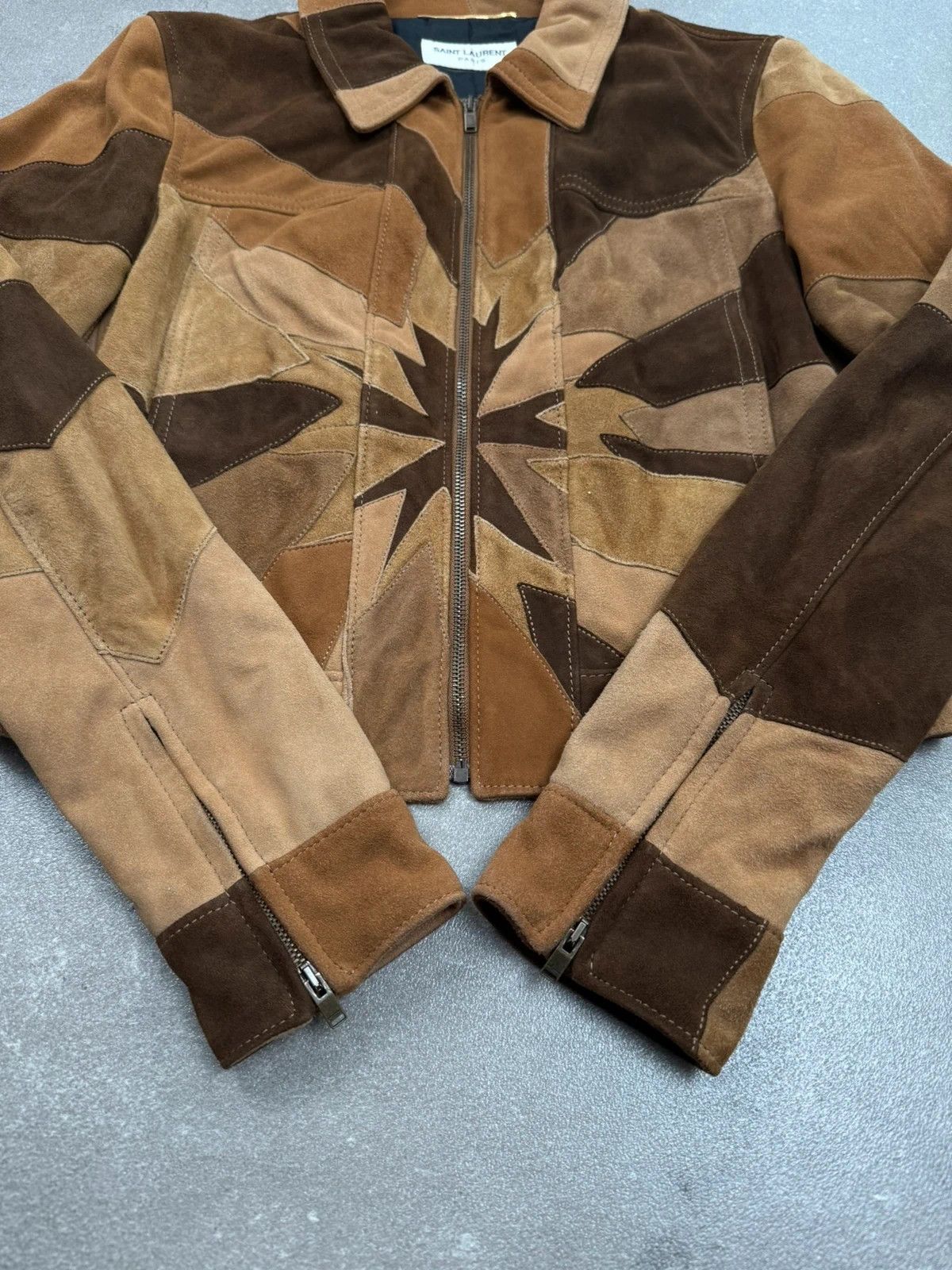 Saint Laurent Paris Saint Laurent Patchwork leather jacket SS2014 Hedi Slimane Size XS / US 0-2 / IT 36-38 - 7 Thumbnail