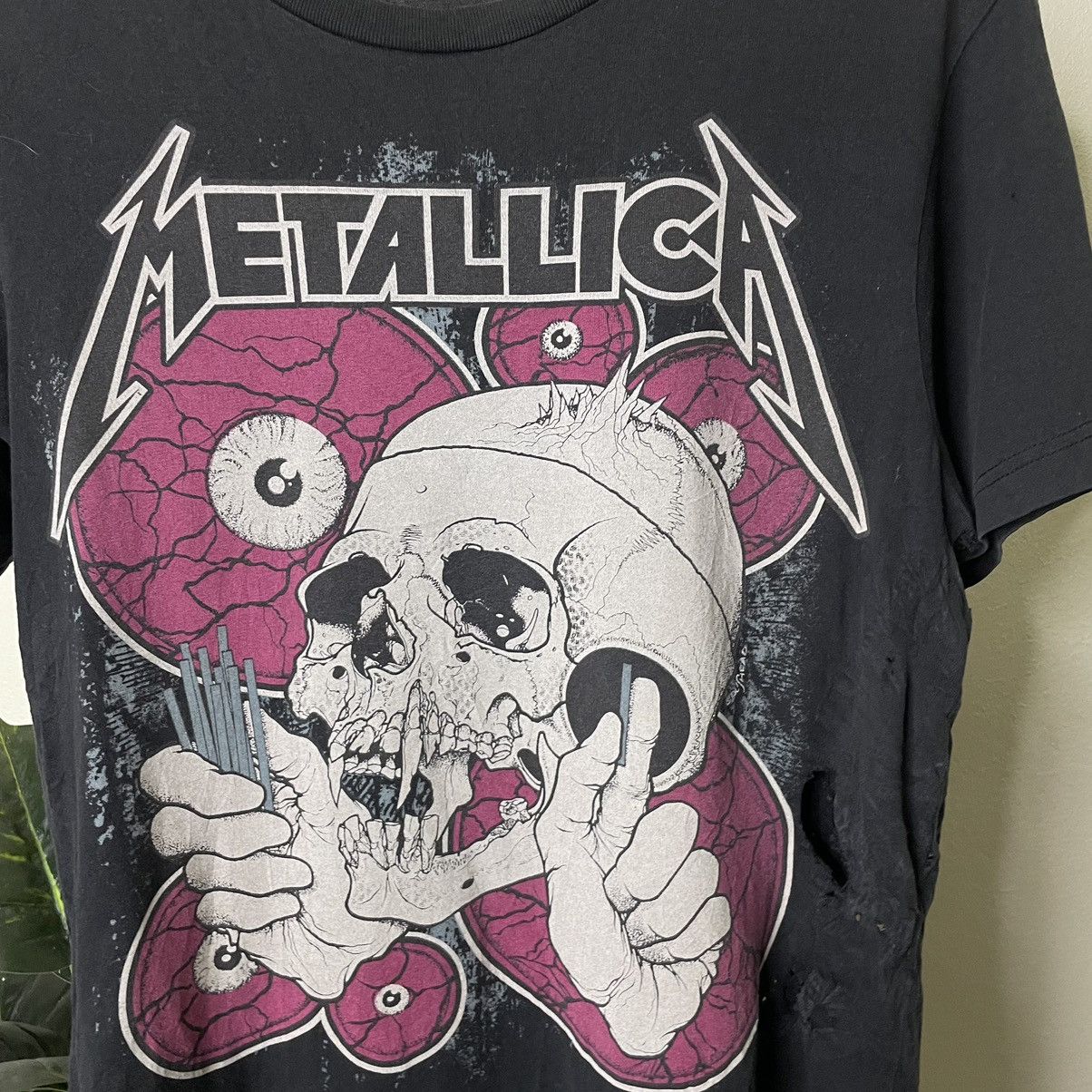 Japanese Brand × Metallica Metallica Artwork By Pushead Collaboration Thrashed T Shirt Size US M / EU 48-50 / 2 - 2 Thumbnail