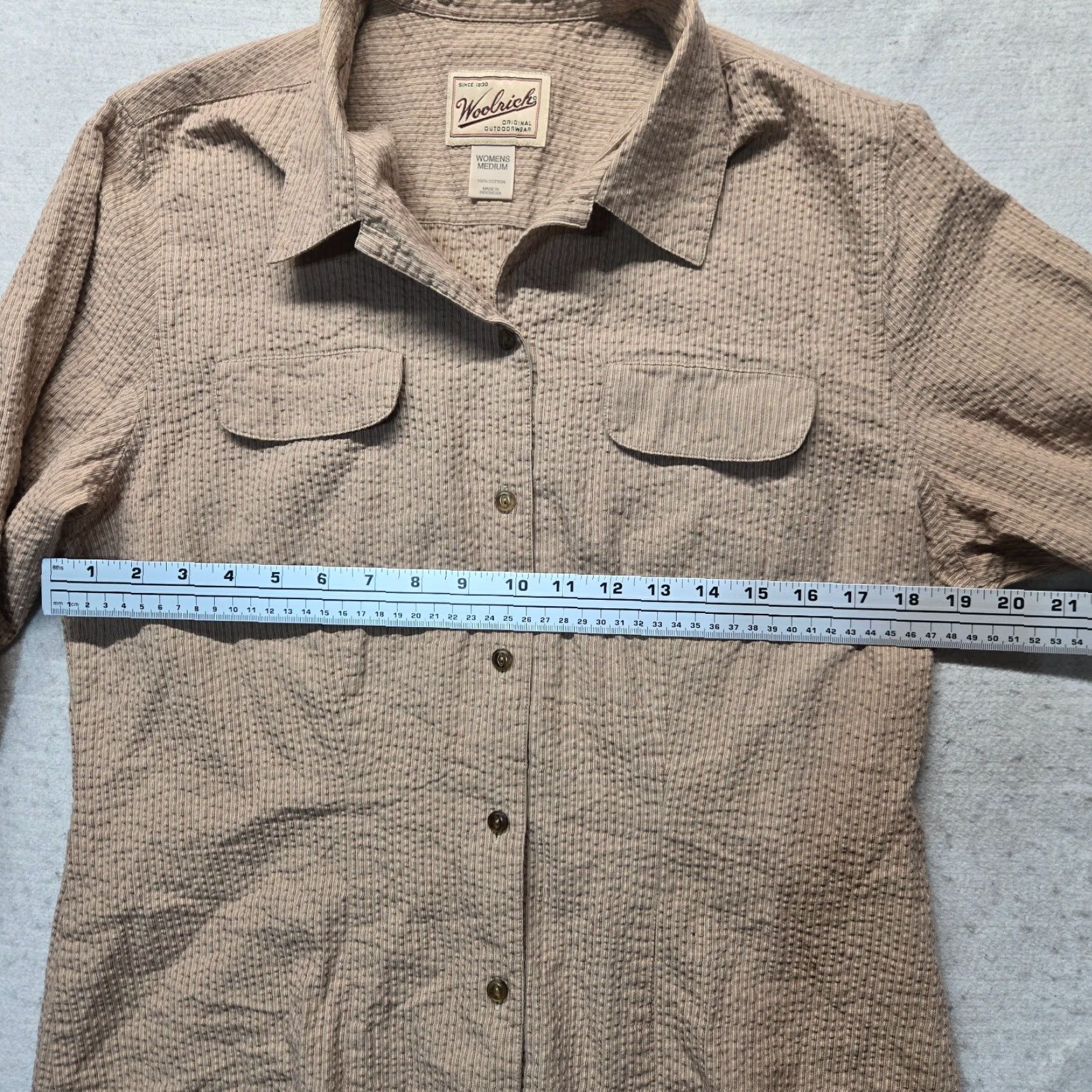 Vintage Woolrich Shirt Blouse Long Sleeve Collared Stretch Women M Brown - 90s/2000s? (No decade given) Mens Women? End with Womens Size M / US 6-8 / IT 42-44 - 4 Thumbnail