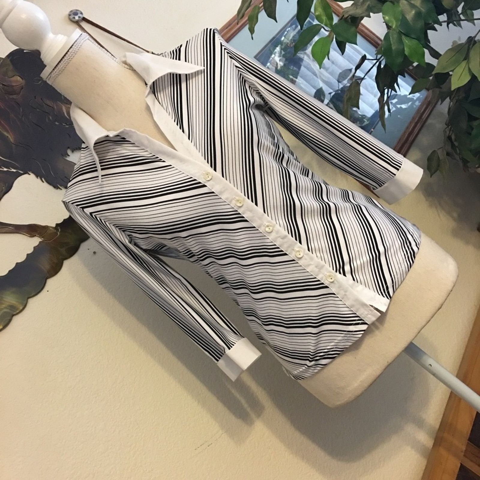 Other Anxiety black and white stripe collared shirt M Size M / US 6-8 / IT 42-44 - 2 Thumbnail