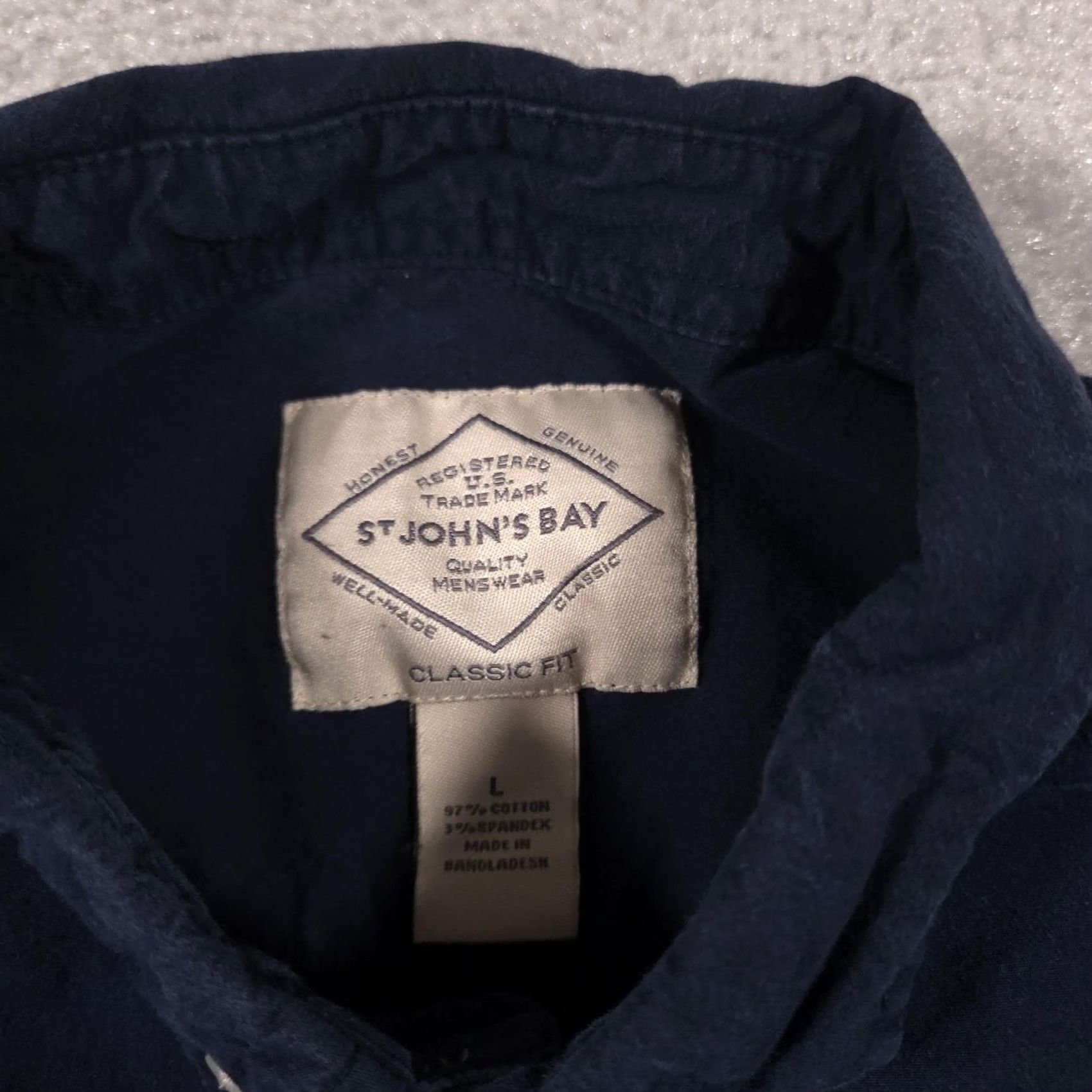 Vintage St. John's Bay Shirt Mens L Blue Solid Stretch Button Front Long Sleeve Casual Size US L / EU 52-54 / 3 - 5 Thumbnail