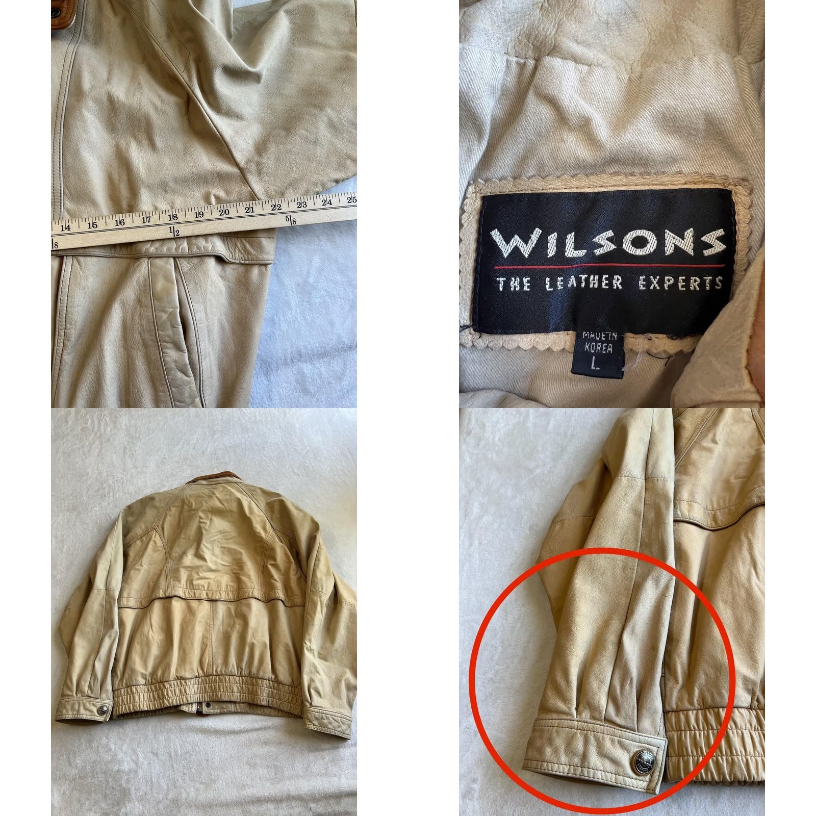 Vintage VINTAGE Wilsons Leather Jacket Mens Large Beige Bomber Elastic Hem Size US L / EU 52-54 / 3 - 8 Thumbnail