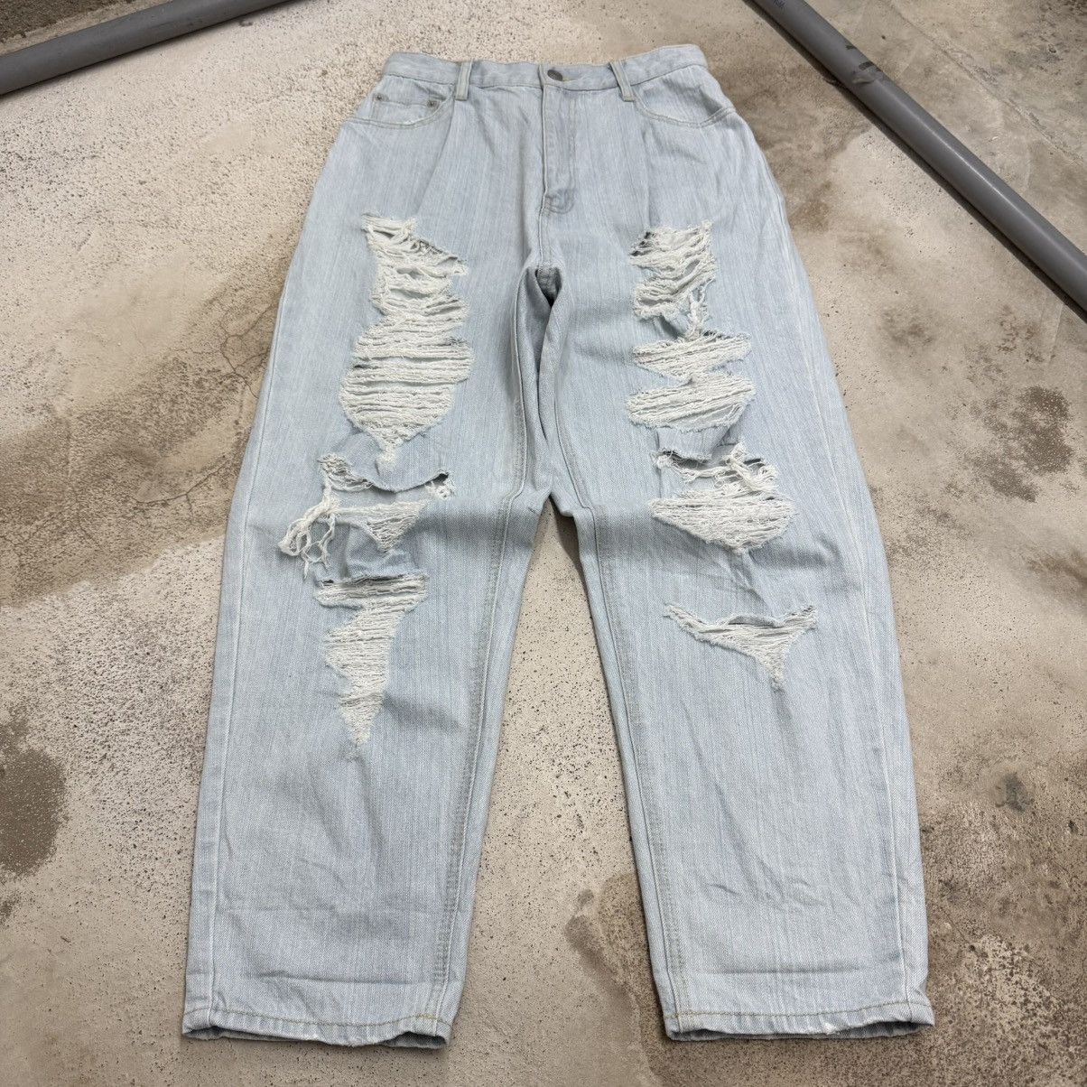 Japanese Brand Wegp Relaxed Wide Leg Distressed Design Pants Size US 28 / EU 44 - 3 Thumbnail