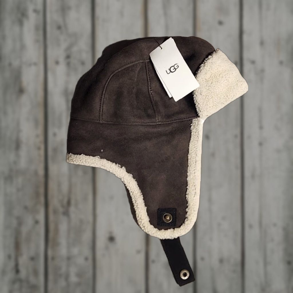 Ugg UGG Australia Trapper Hat S/M Brown Suede Sheepskin Insulated Ear Flap Winter Mens Womens Unisex Adults 17412 Size ONE SIZE - 1 Thumbnail