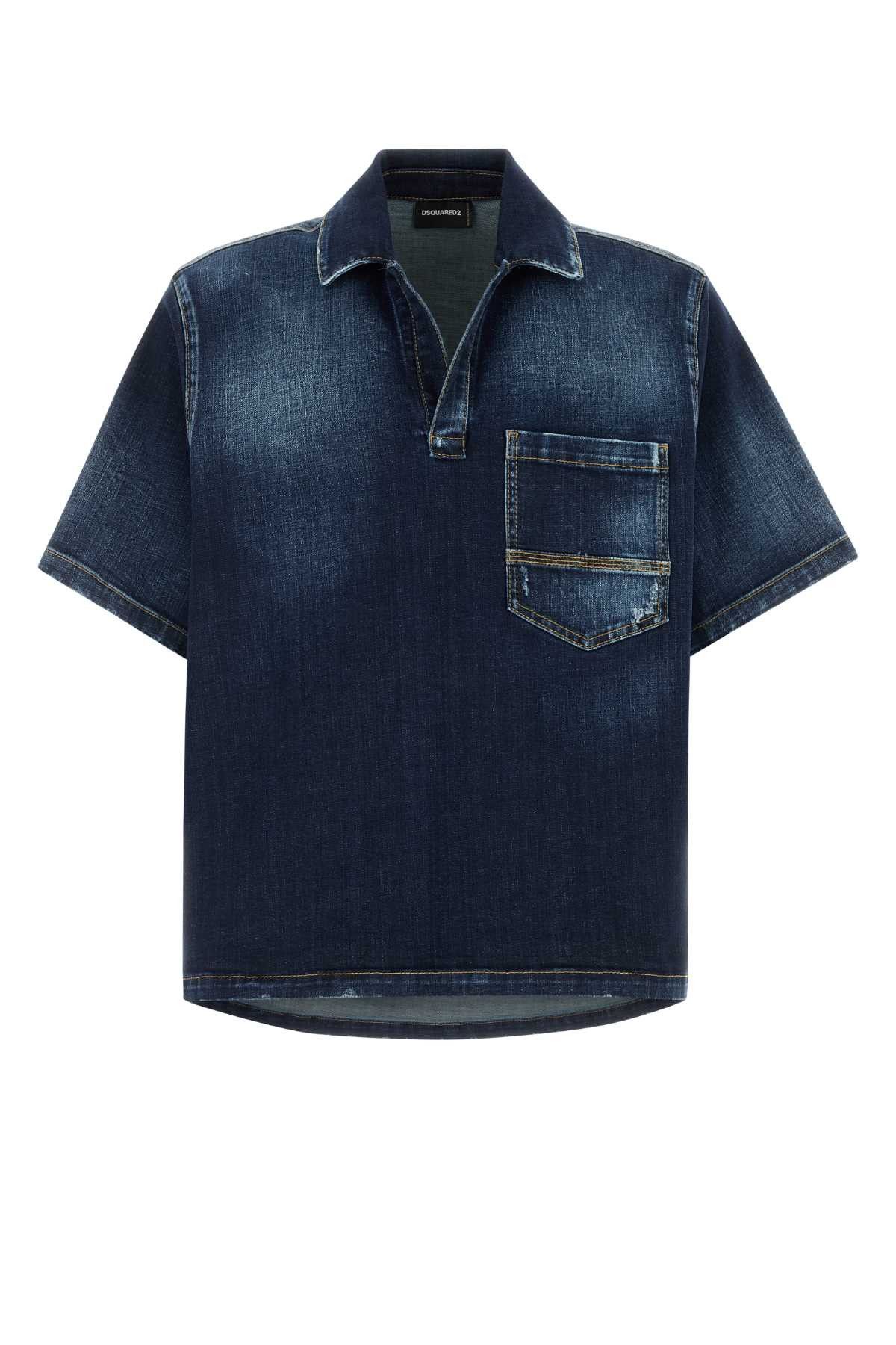 Dsquared2 Blue Stretch Denim Shirt Size US L / EU 52-54 / 3 - 1 Thumbnail