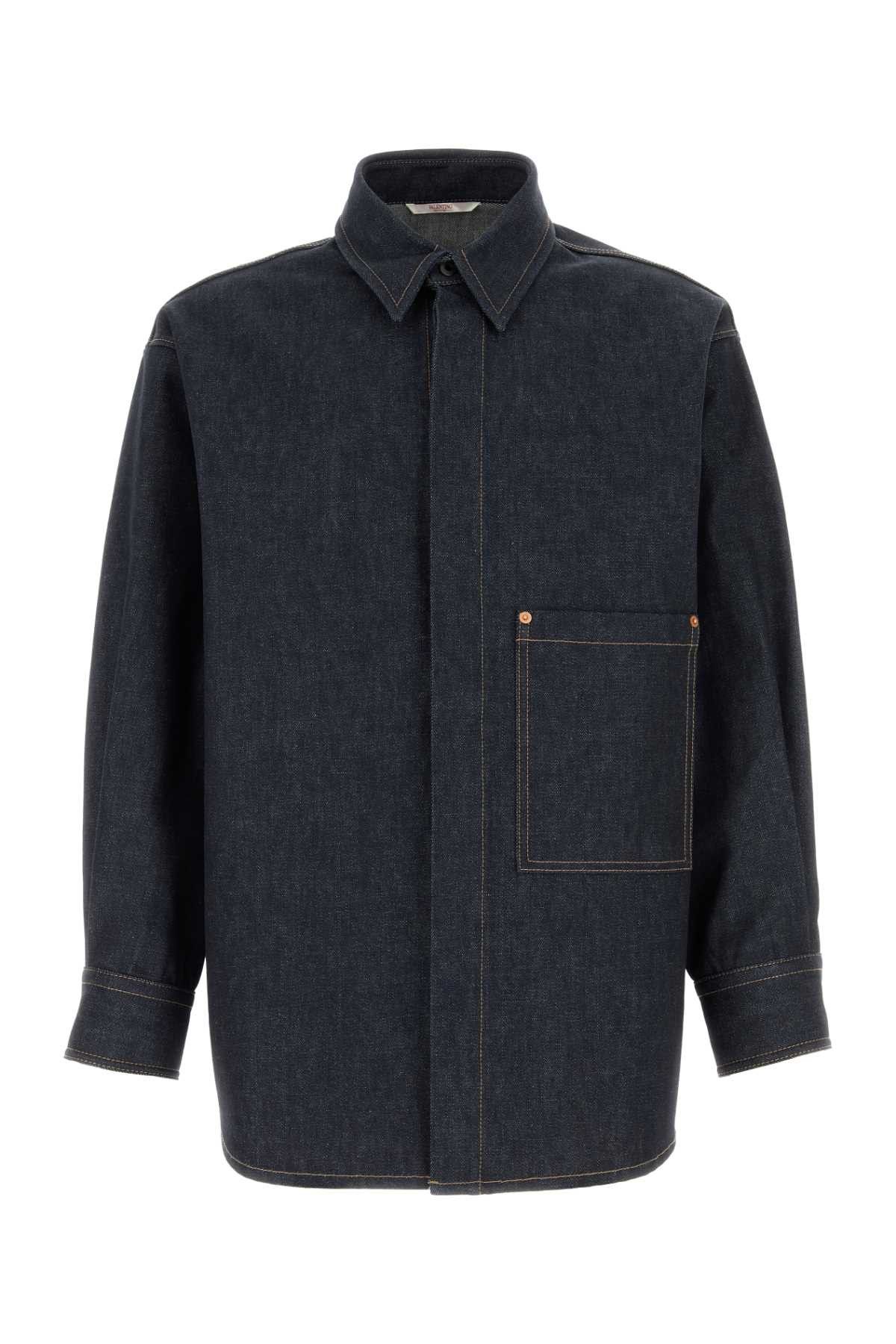 Valentino Dark Blue Denim Oversize Shirt Size US L / EU 52-54 / 3 - 1 Thumbnail