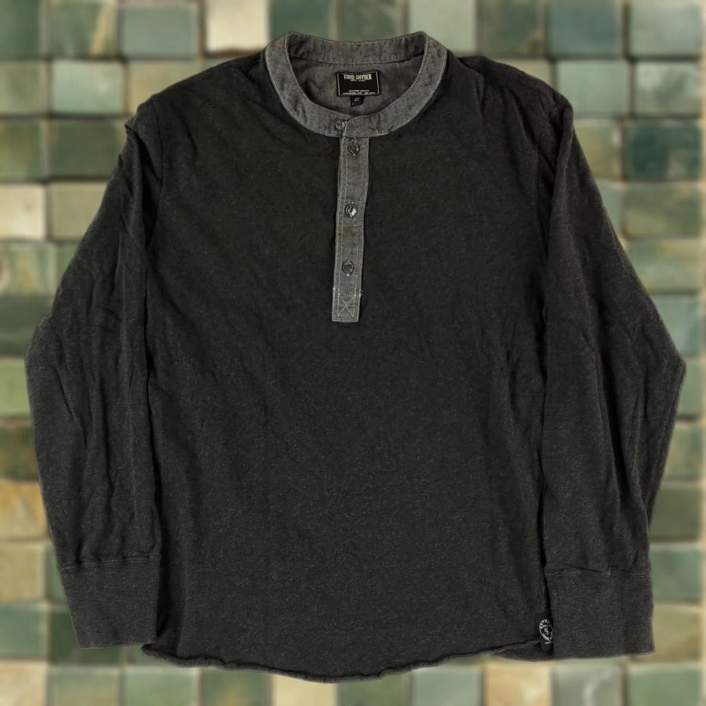 Todd Snyder Todd Snyder Henley Shirt 3 Button Loop Collar Banded Dark Gray Mens XL Shirt Size US XL / EU 56 / 4 - 1 Thumbnail
