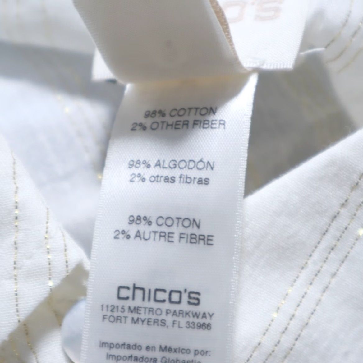 Vintage Chicos Shirt Women Cream Shimmer Strip Cold Shoulder Long Sleeve 0 Size XS / US 0-2 / IT 36-38 - 7 Thumbnail