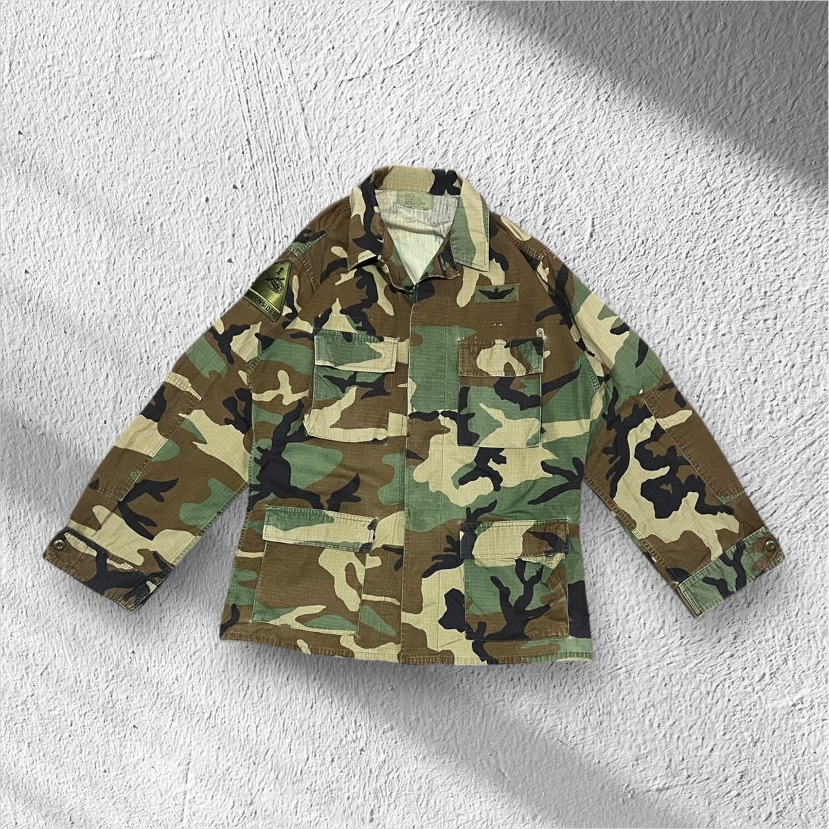 Vintage 80s U.S. Army Woodland Camo Utility Field Jacket BDU Ripstop Size US L / EU 52-54 / 3 - 1 Thumbnail
