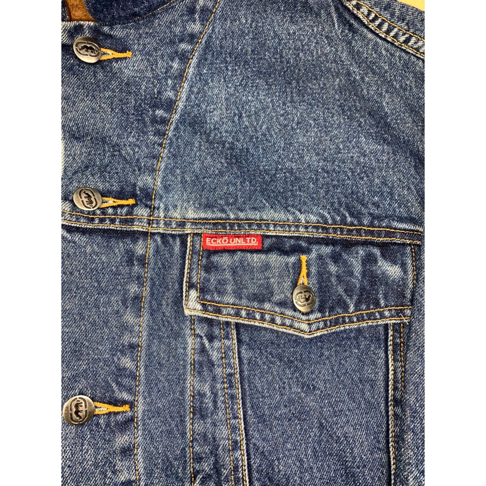 Ecko Unltd. Ecko Unltd. Denim Trucker Jacket Mens XL Blue Button Y2K Streetwear 10984 Size US XL / EU 56 / 4 - 5 Thumbnail