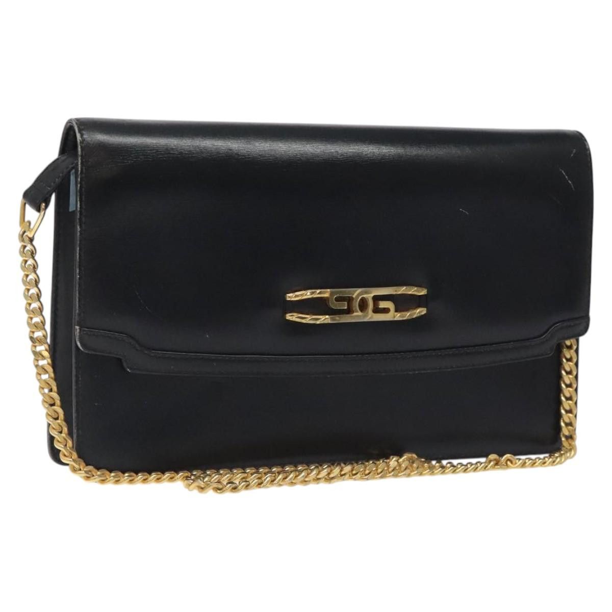 Gucci GUCCI Chain Shoulder Bag Leather Black Gold Size ONE SIZE - 1 Thumbnail