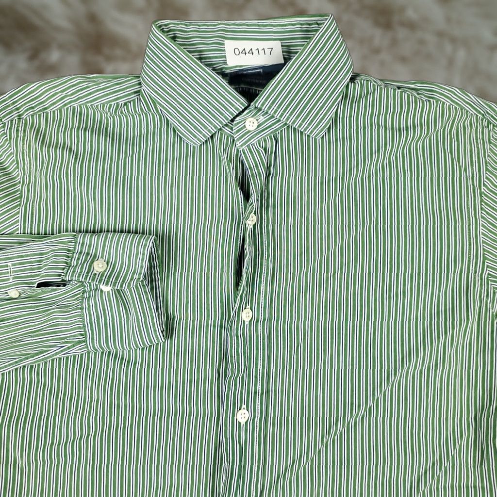 Ralph Lauren Ralph Lauren Shirt Mens Dress Shirt Button-Down Long Sleeve 15.5 Green Stripe Vintage N/A Size 40R - 1 Thumbnail