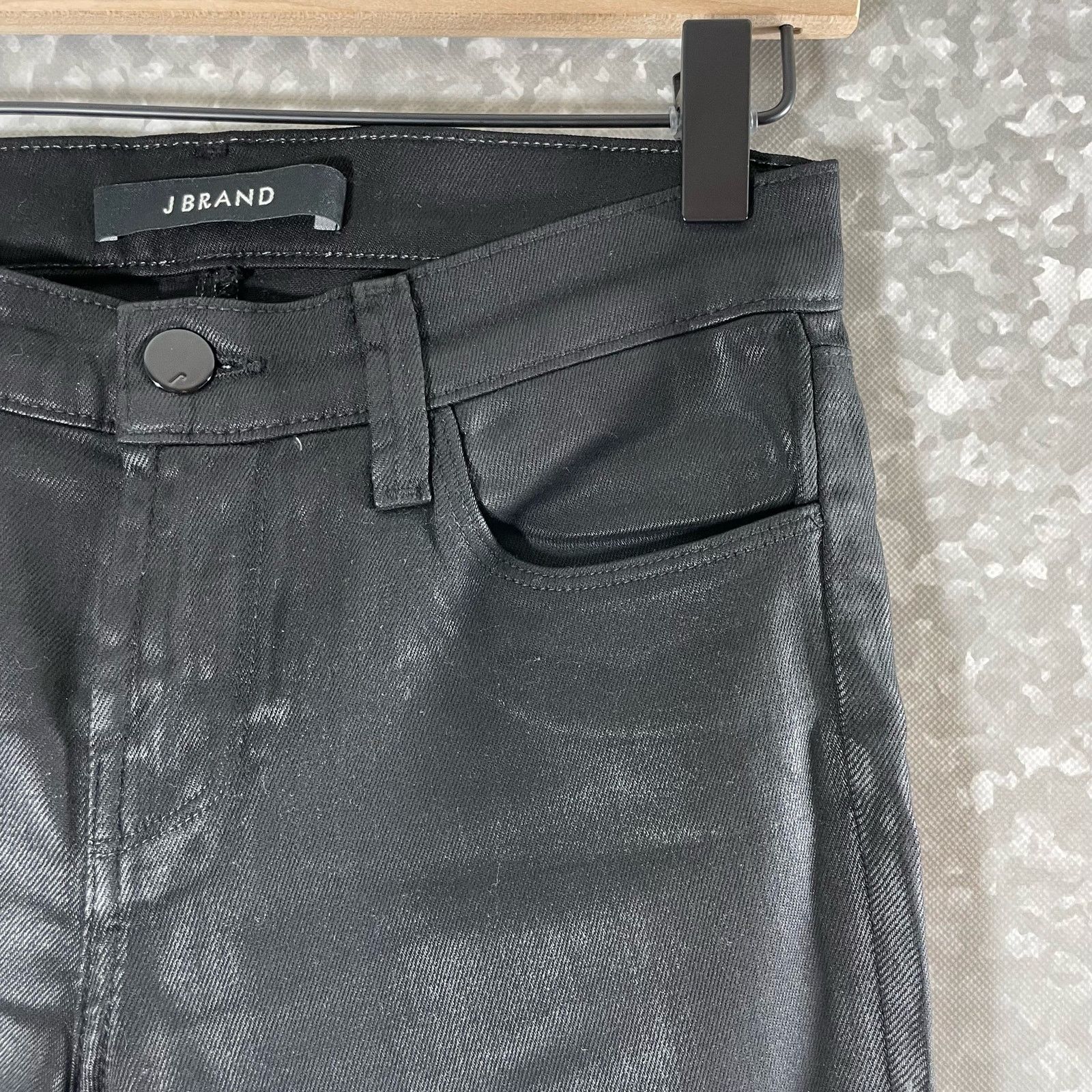 J Brand J Brand Black Super Skinny Coated Lacquer Jeans - Size 26 Size 26" / US 2 / IT 38 - 3 Thumbnail